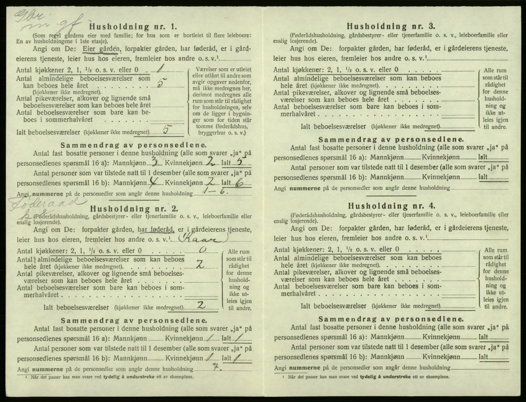 SAB, 1920 census for Kvam, 1920, p. 1257