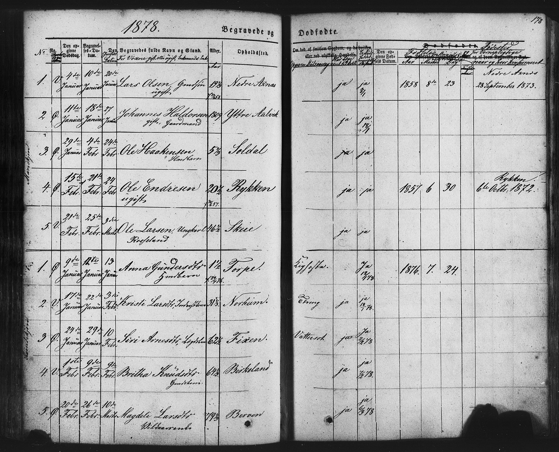 Kvam sokneprestembete, AV/SAB-A-76201/H/Haa: Parish register (official) no. A 9, 1864-1879, p. 173