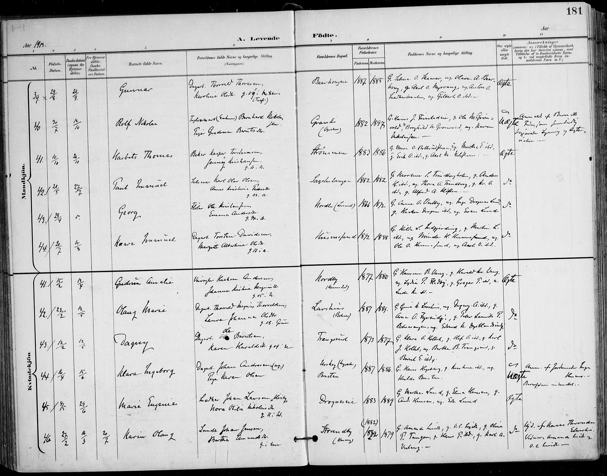 Nes prestekontor Kirkebøker, AV/SAO-A-10410/F/Fa/L0011: Parish register (official) no. I 11, 1899-1918, p. 181