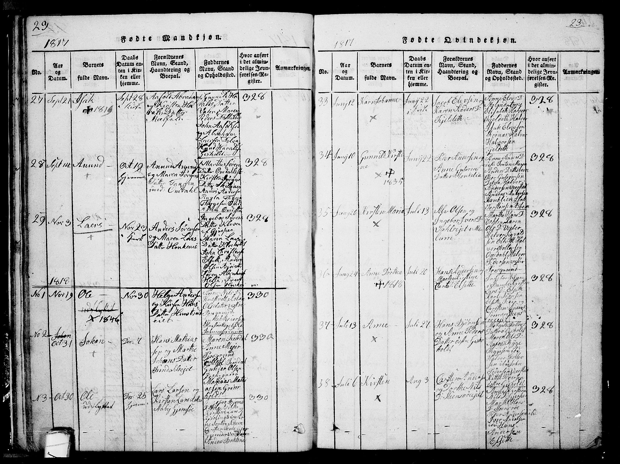 Solum kirkebøker, SAKO/A-306/G/Ga/L0001: Parish register (copy) no. I 1, 1814-1833, p. 23