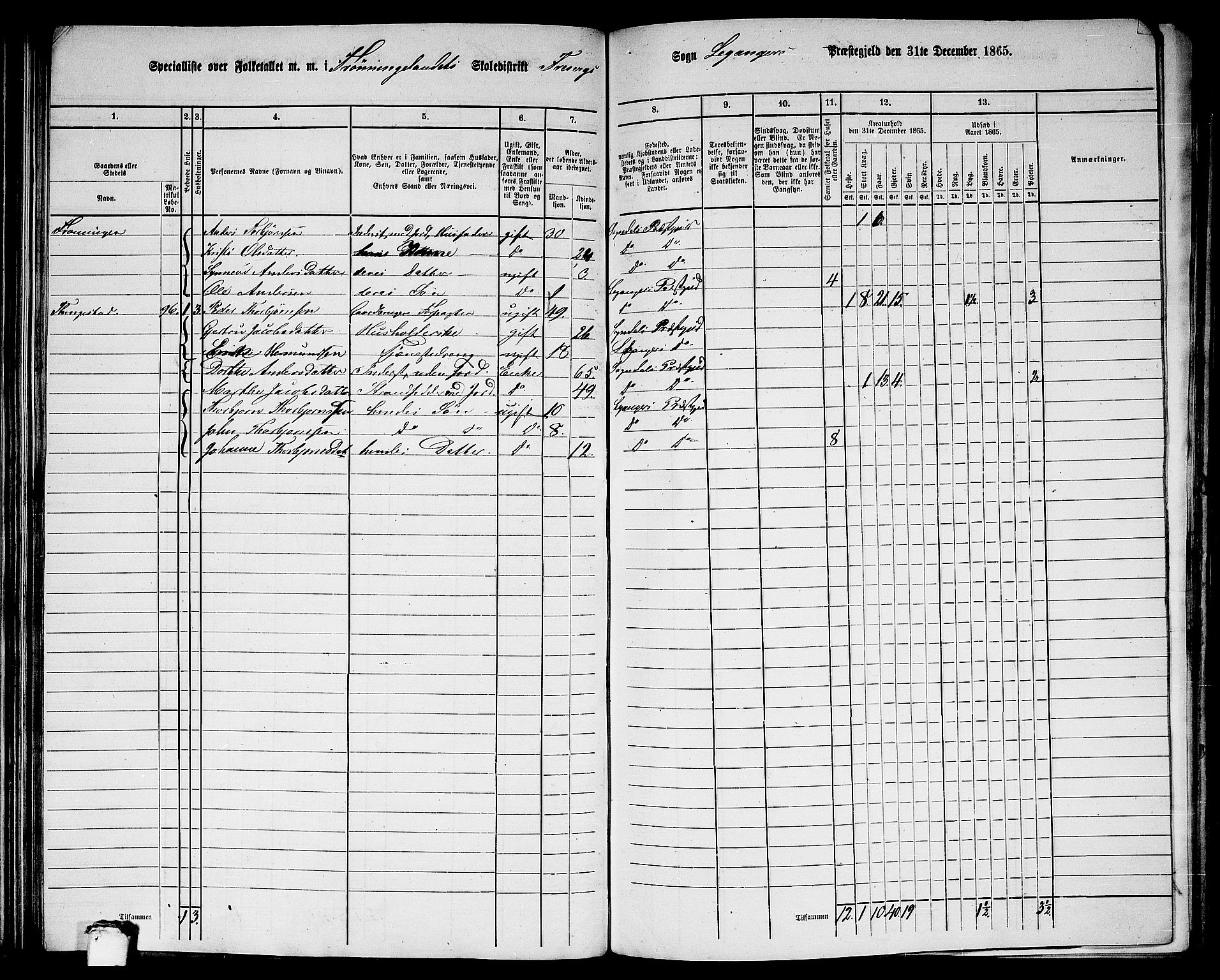 RA, 1865 census for Leikanger, 1865, p. 112