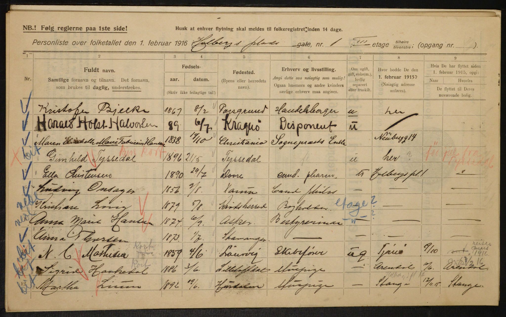 OBA, Municipal Census 1916 for Kristiania, 1916, p. 41197