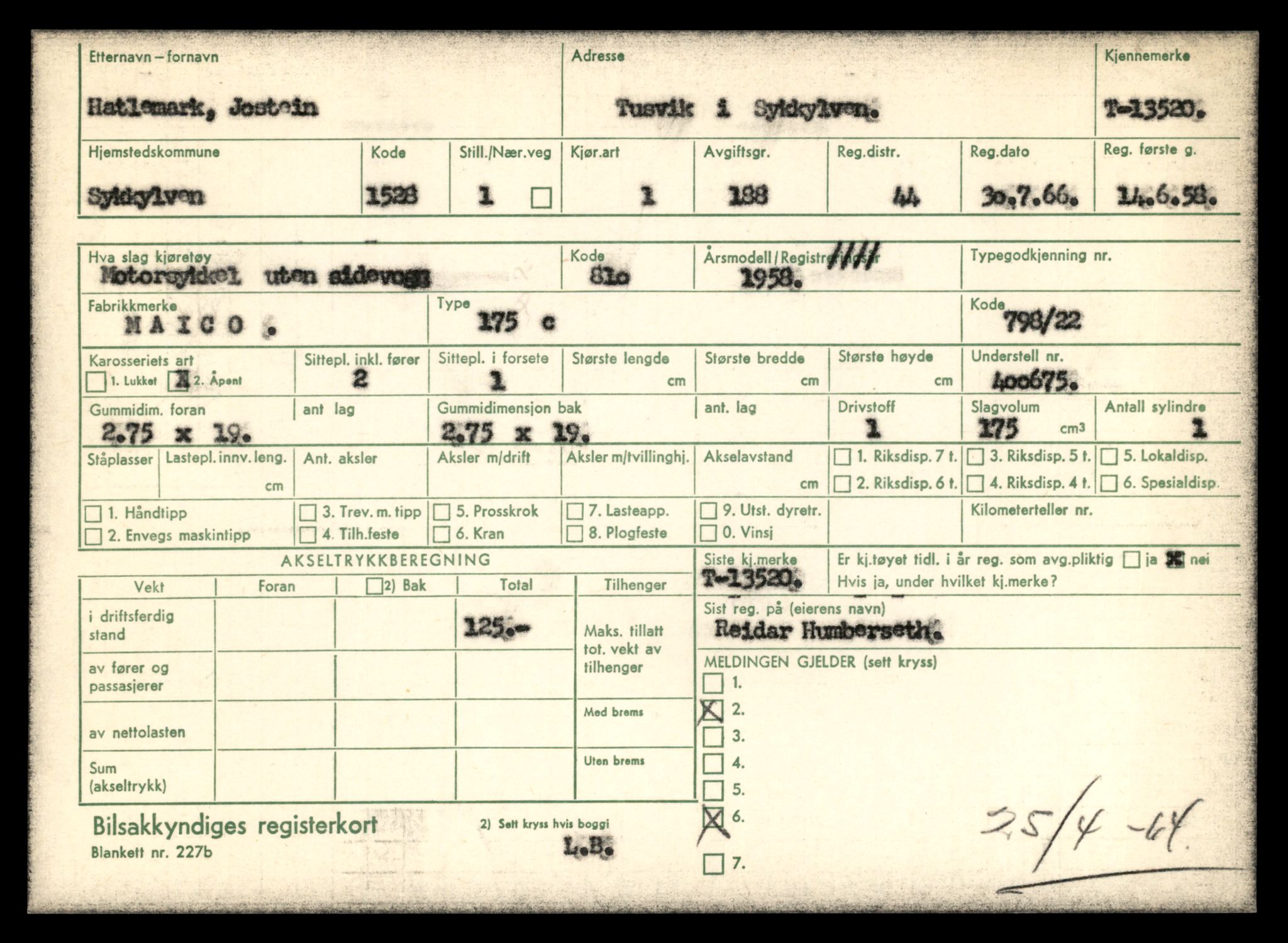 Møre og Romsdal vegkontor - Ålesund trafikkstasjon, AV/SAT-A-4099/F/Fe/L0039: Registreringskort for kjøretøy T 13361 - T 13530, 1927-1998, p. 2817