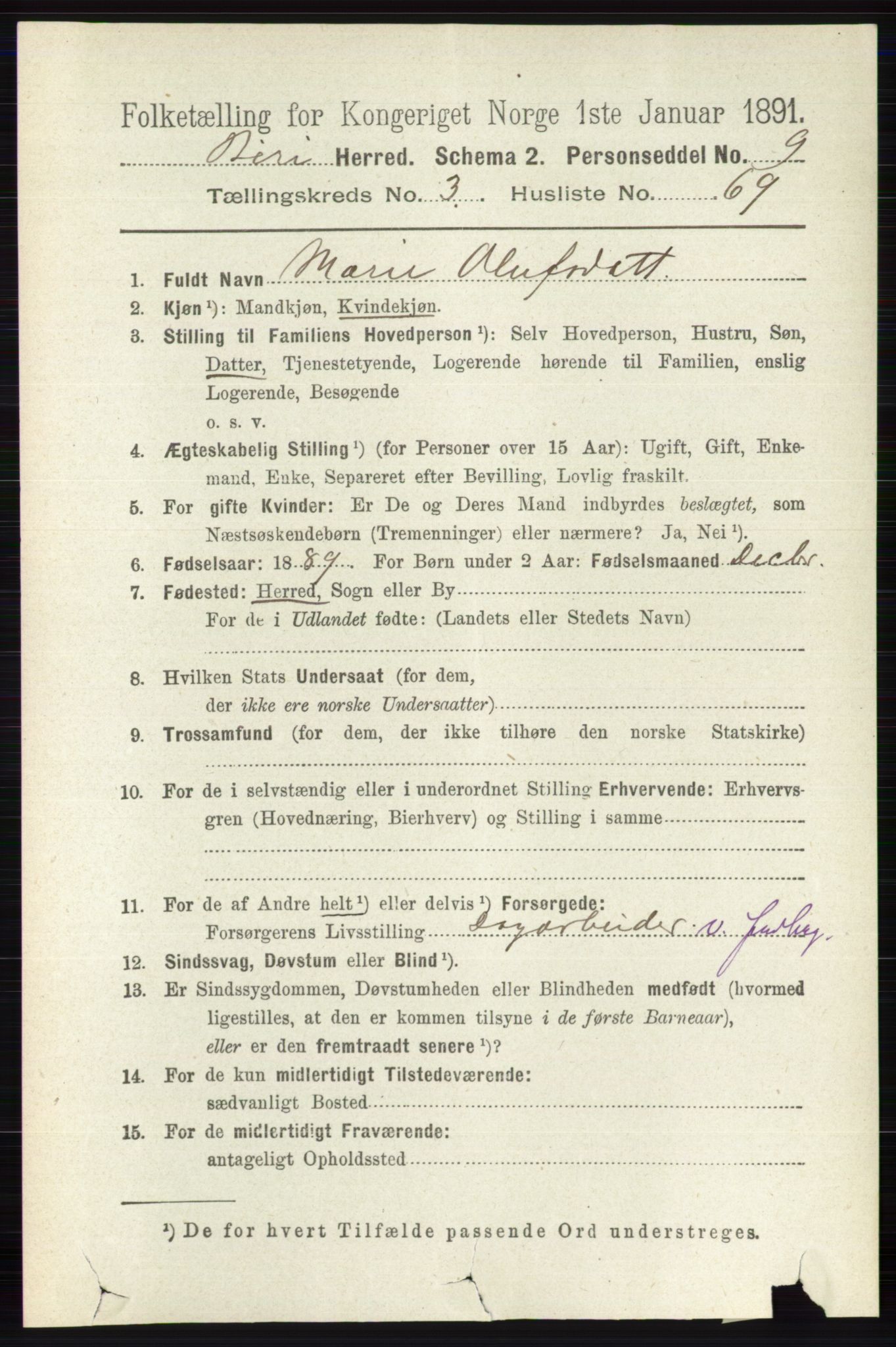 RA, 1891 census for 0525 Biri, 1891, p. 1321