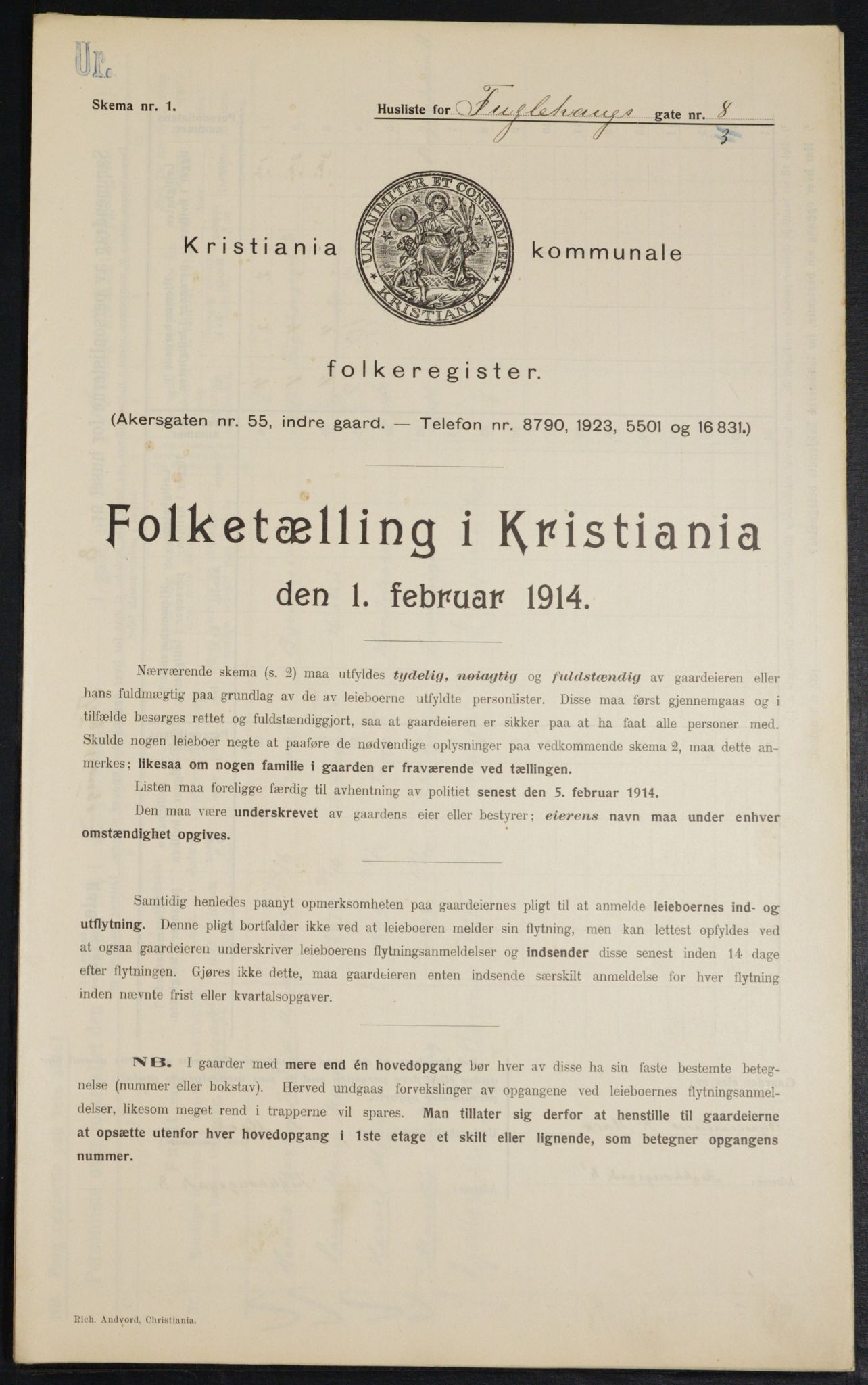 OBA, Municipal Census 1914 for Kristiania, 1914, p. 28564