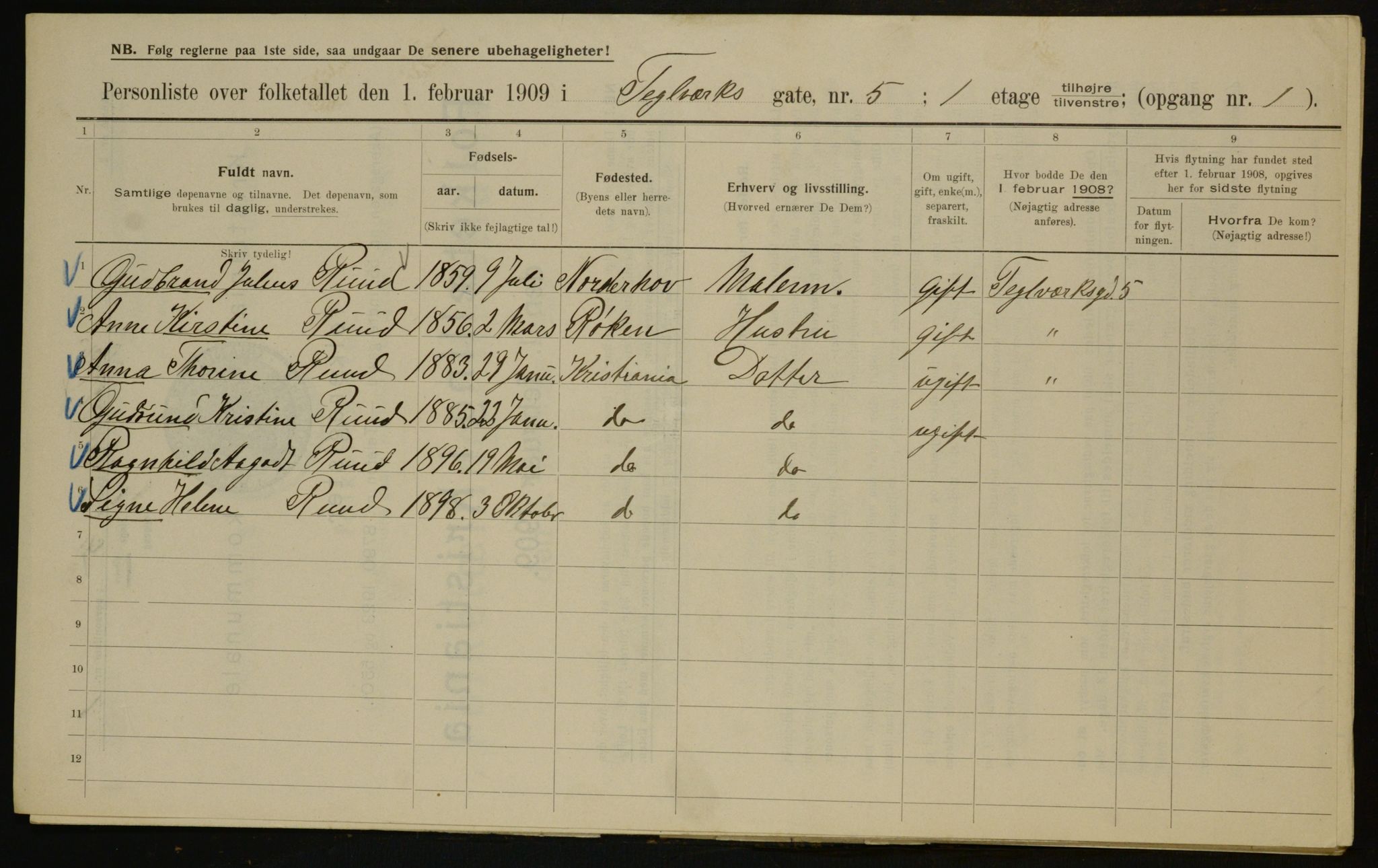 OBA, Municipal Census 1909 for Kristiania, 1909, p. 97296