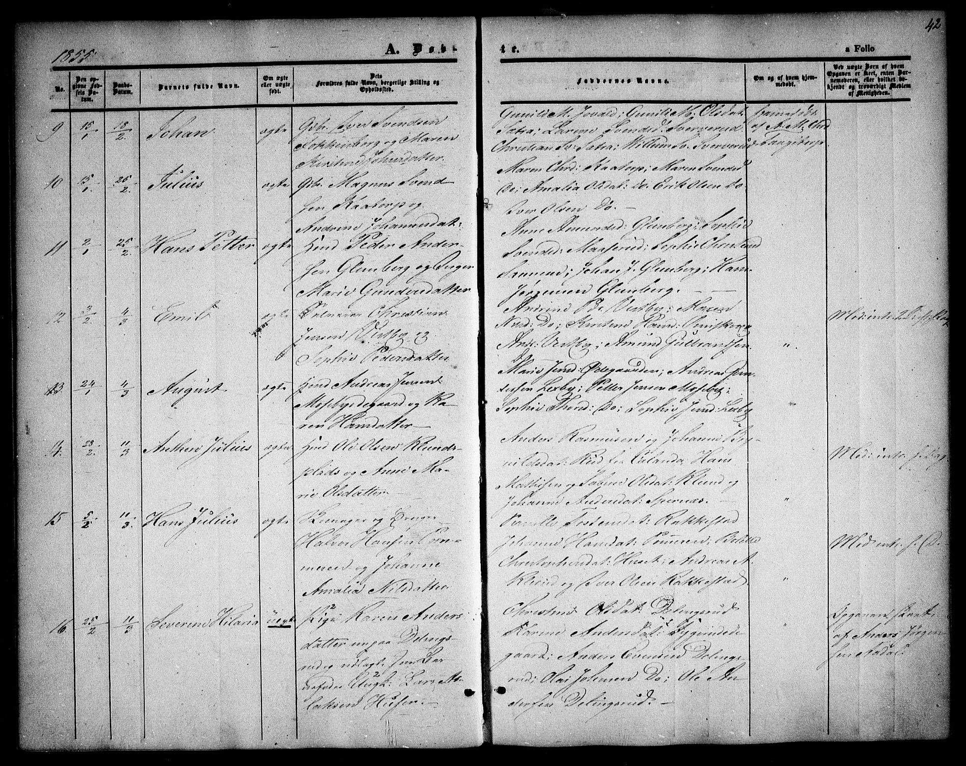 Rødenes prestekontor Kirkebøker, AV/SAO-A-2005/F/Fa/L0006: Parish register (official) no. I 6, 1850-1859, p. 42