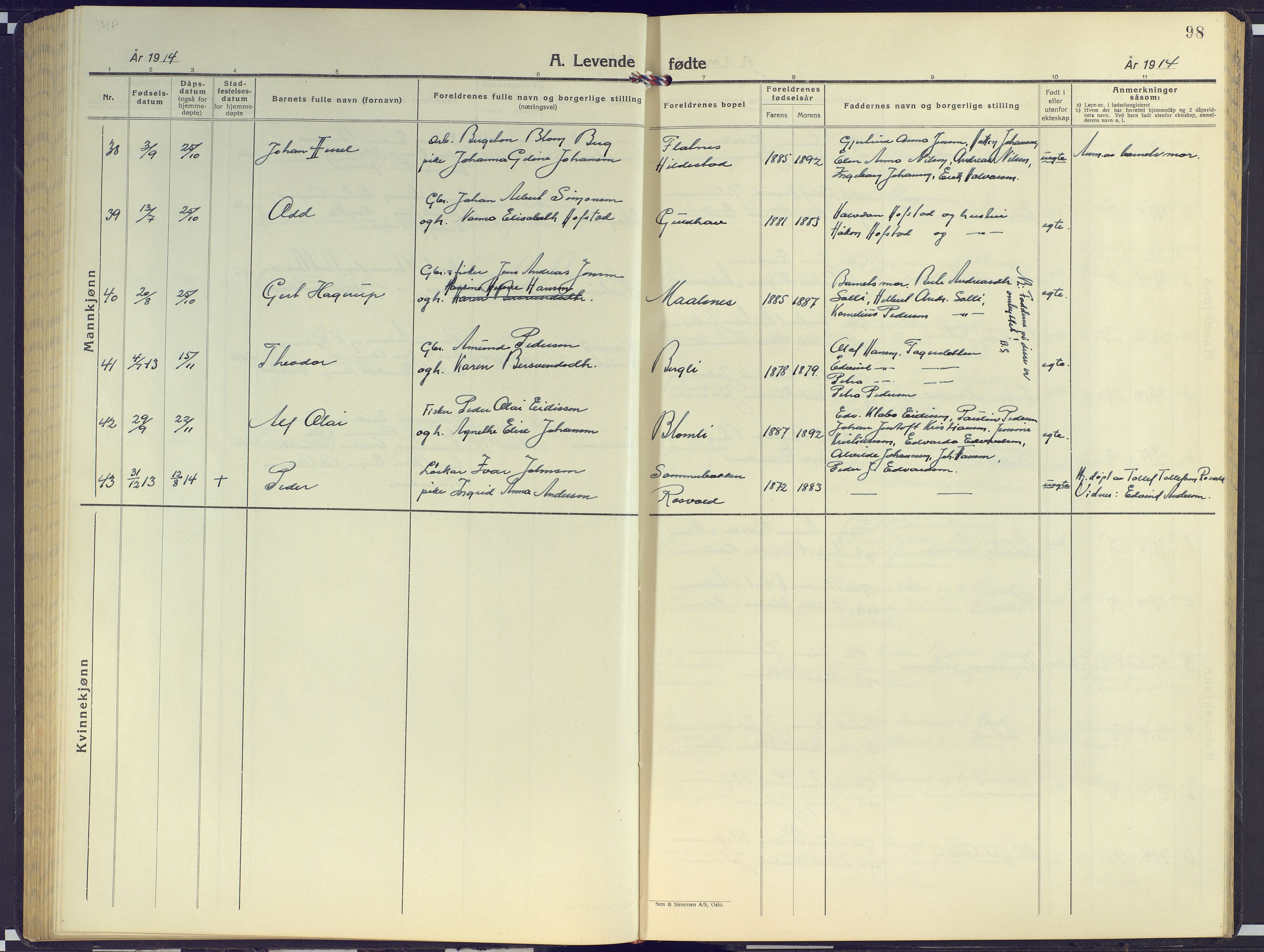 Målselv sokneprestembete, AV/SATØ-S-1311/G/Ga/Gab/L0005klokker: Parish register (copy) no. 5, 1901-1932, p. 98