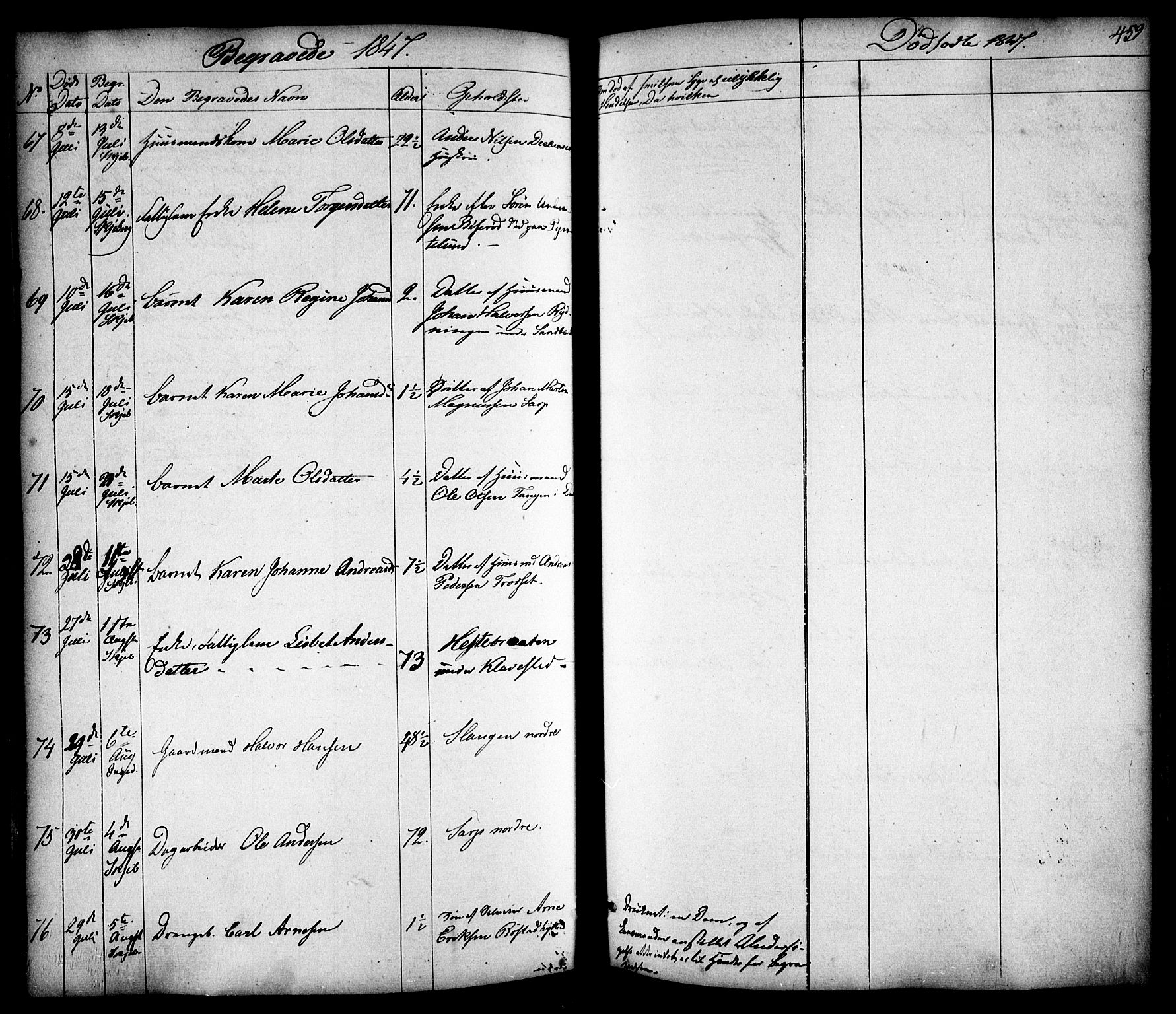 Skjeberg prestekontor Kirkebøker, SAO/A-10923/F/Fa/L0006: Parish register (official) no. I 6, 1846-1858, p. 459
