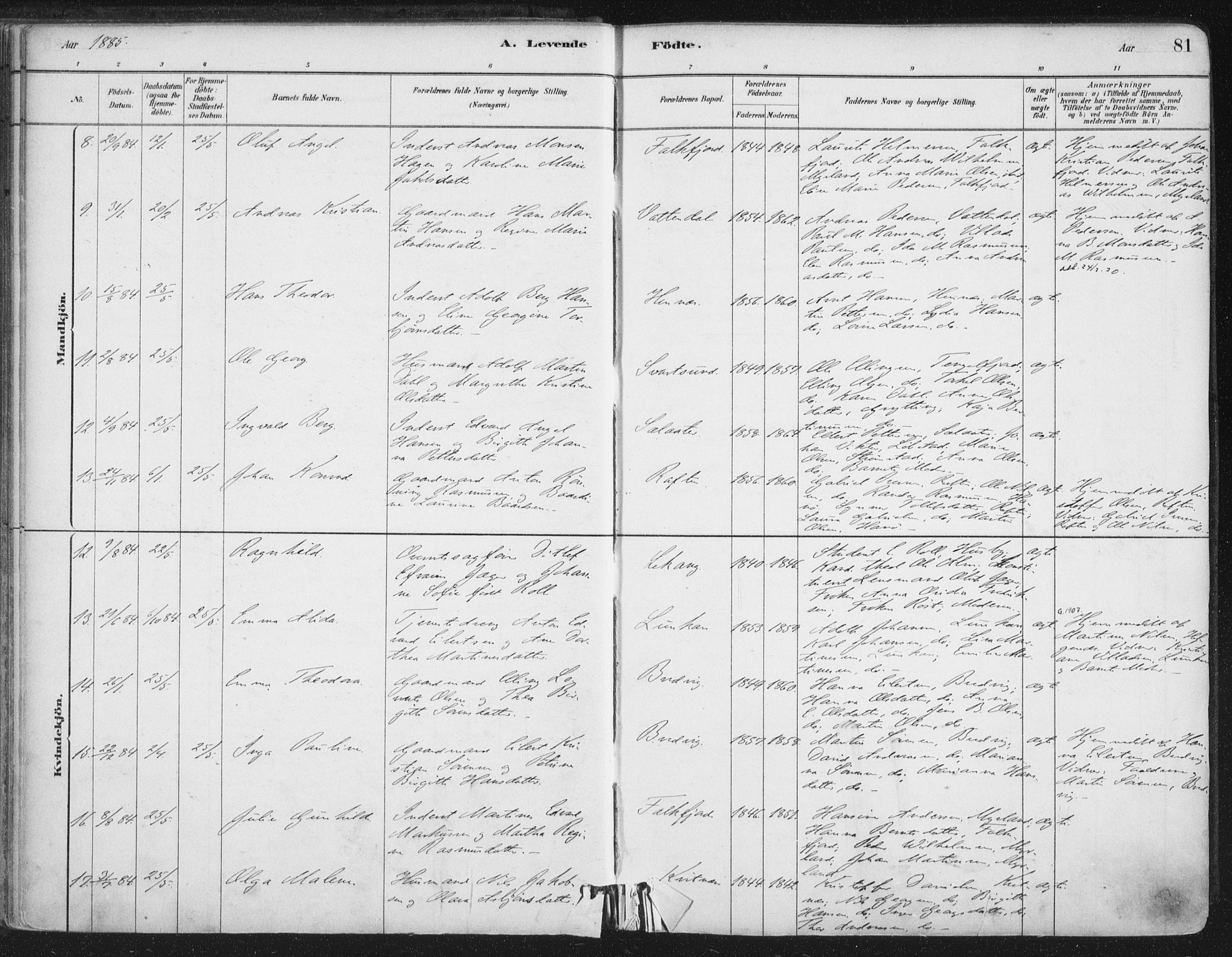 Ministerialprotokoller, klokkerbøker og fødselsregistre - Nordland, AV/SAT-A-1459/888/L1244: Parish register (official) no. 888A10, 1880-1890, p. 81