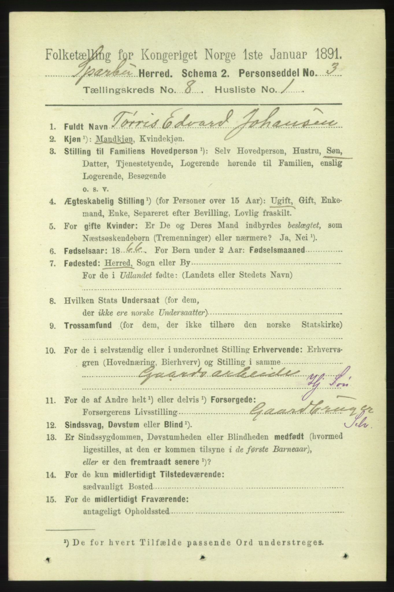 RA, 1891 census for 1731 Sparbu, 1891, p. 2803