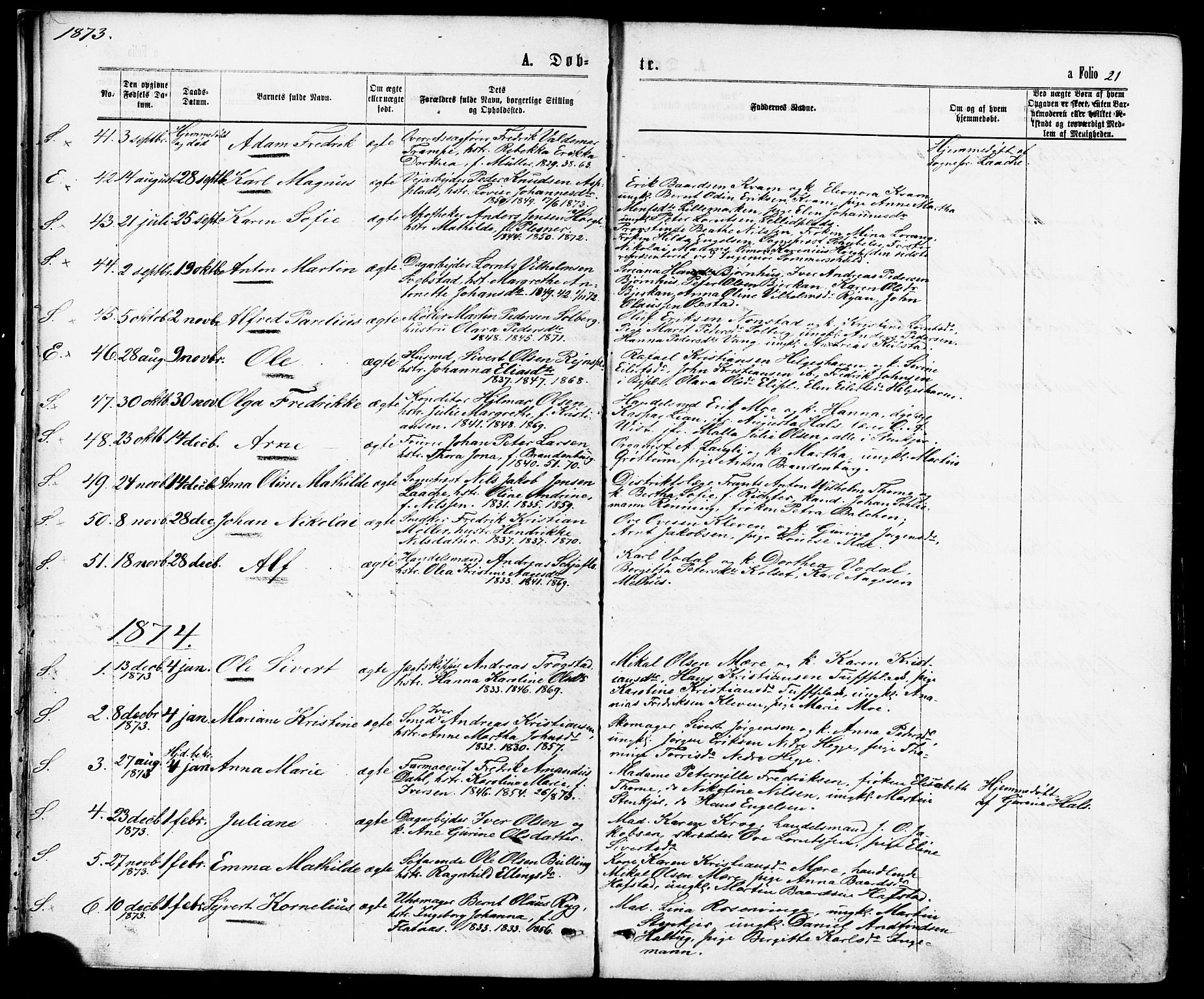 Ministerialprotokoller, klokkerbøker og fødselsregistre - Nord-Trøndelag, AV/SAT-A-1458/739/L0370: Parish register (official) no. 739A02, 1868-1881, p. 21