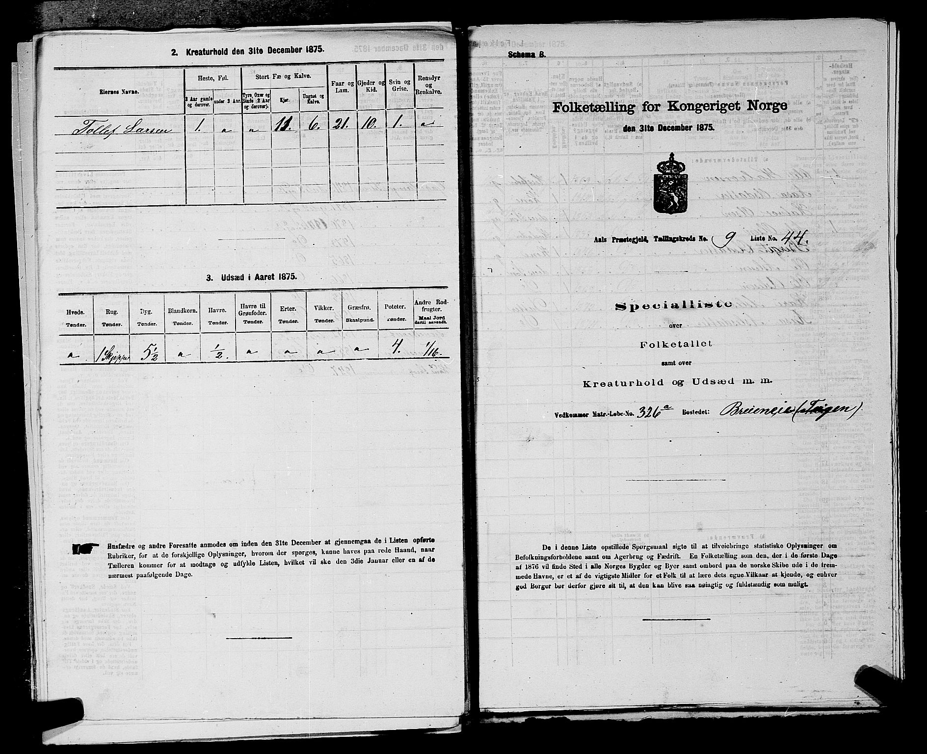 SAKO, 1875 census for 0619P Ål, 1875, p. 1185