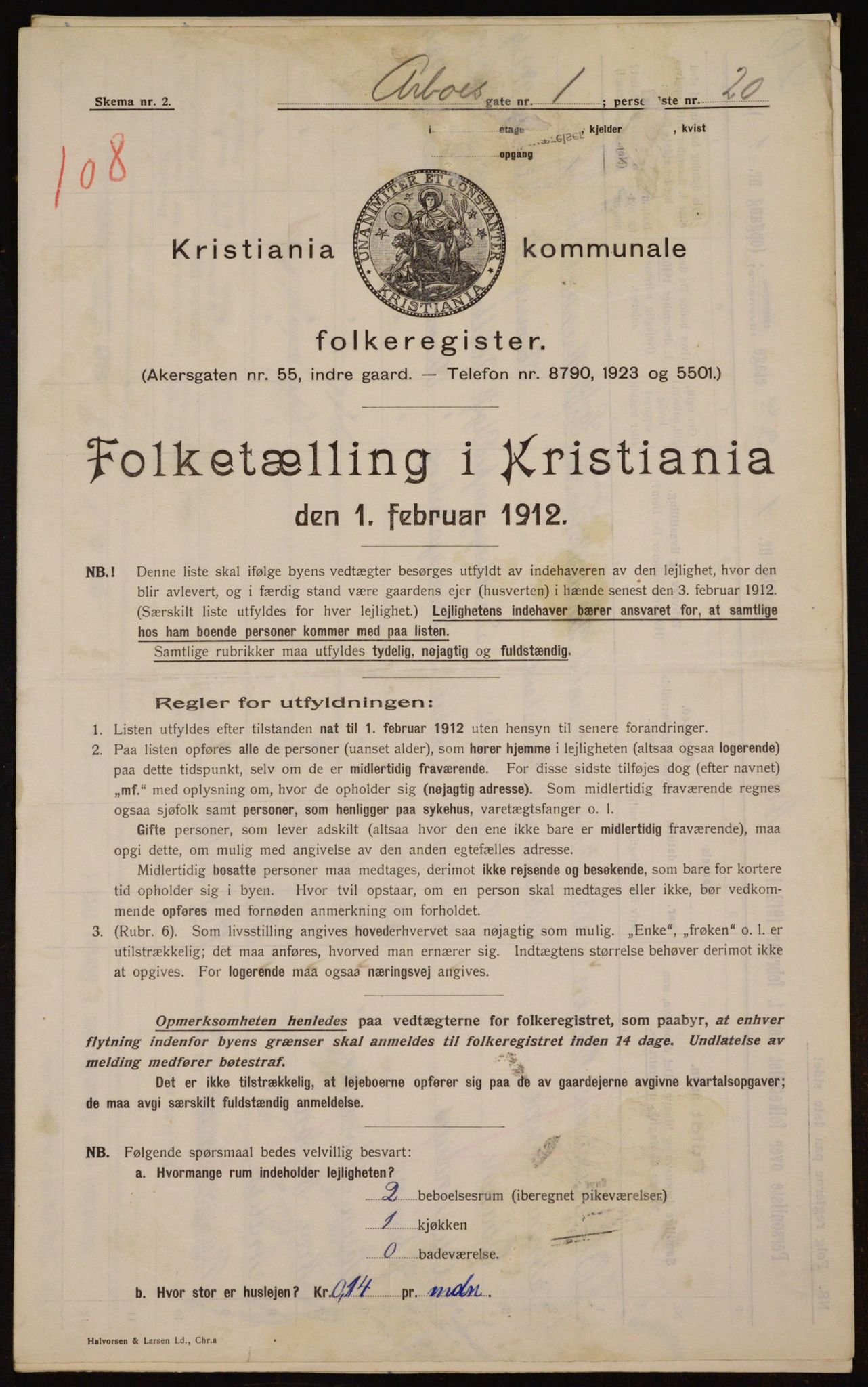 OBA, Municipal Census 1912 for Kristiania, 1912, p. 1627