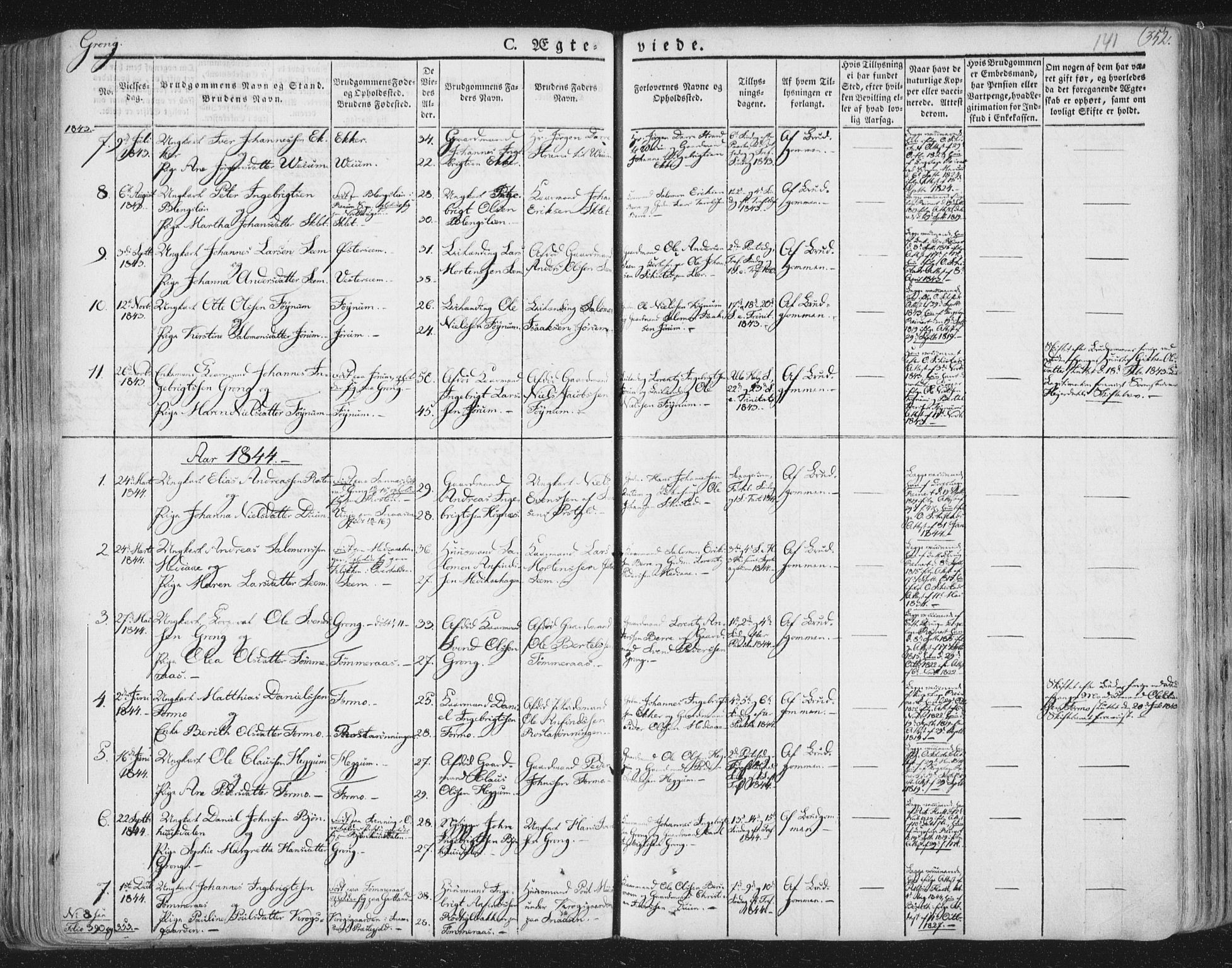 Ministerialprotokoller, klokkerbøker og fødselsregistre - Nord-Trøndelag, SAT/A-1458/758/L0513: Parish register (official) no. 758A02 /1, 1839-1868, p. 141