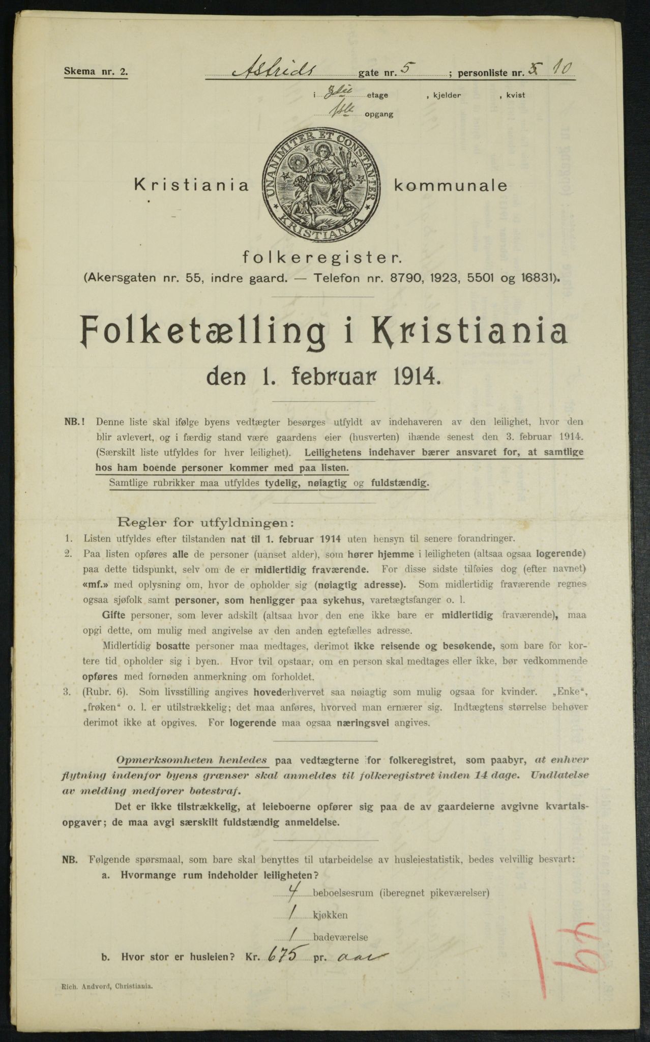 OBA, Municipal Census 1914 for Kristiania, 1914, p. 17331