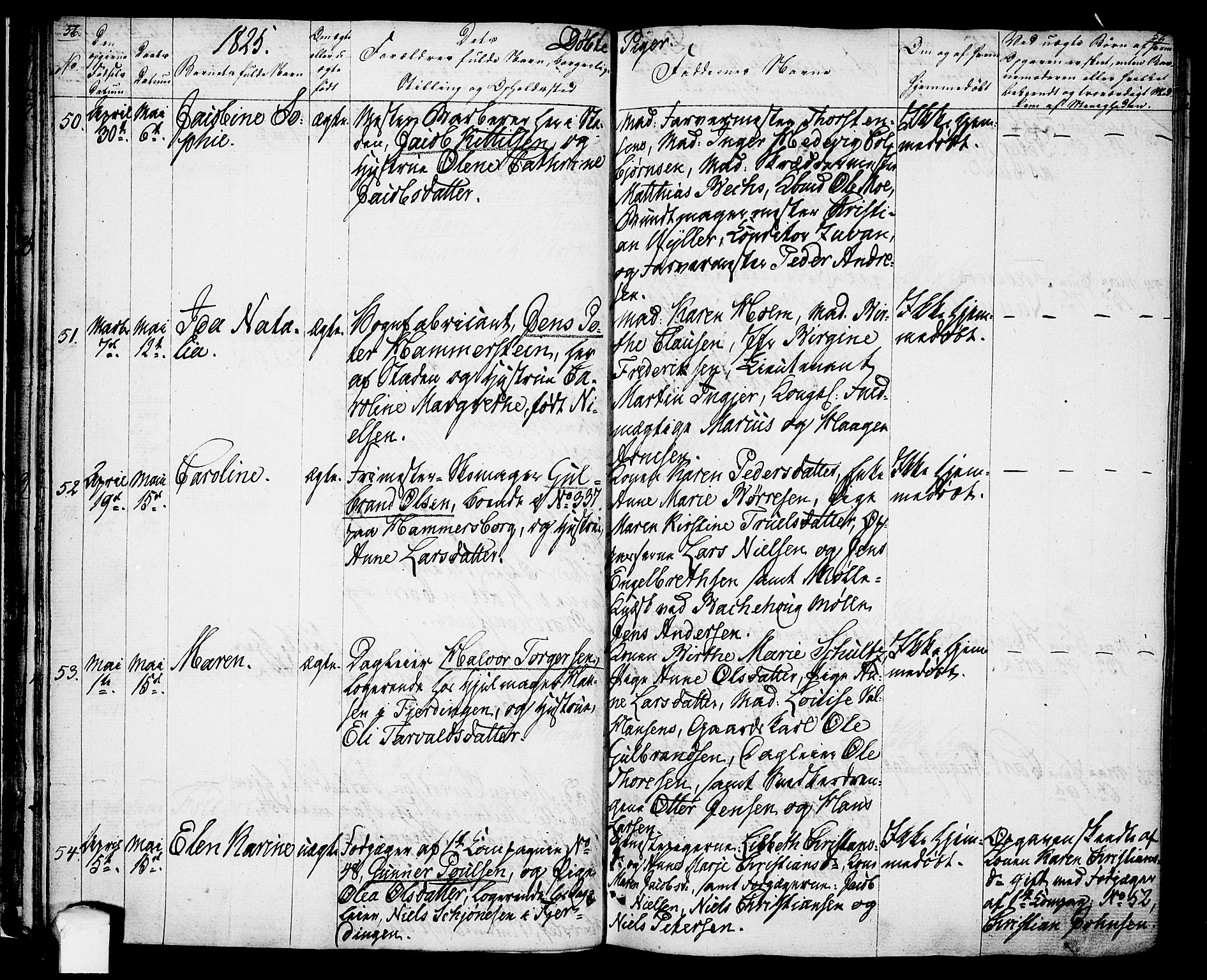 Oslo domkirke Kirkebøker, SAO/A-10752/F/Fa/L0010: Parish register (official) no. 10, 1824-1830, p. 56-57