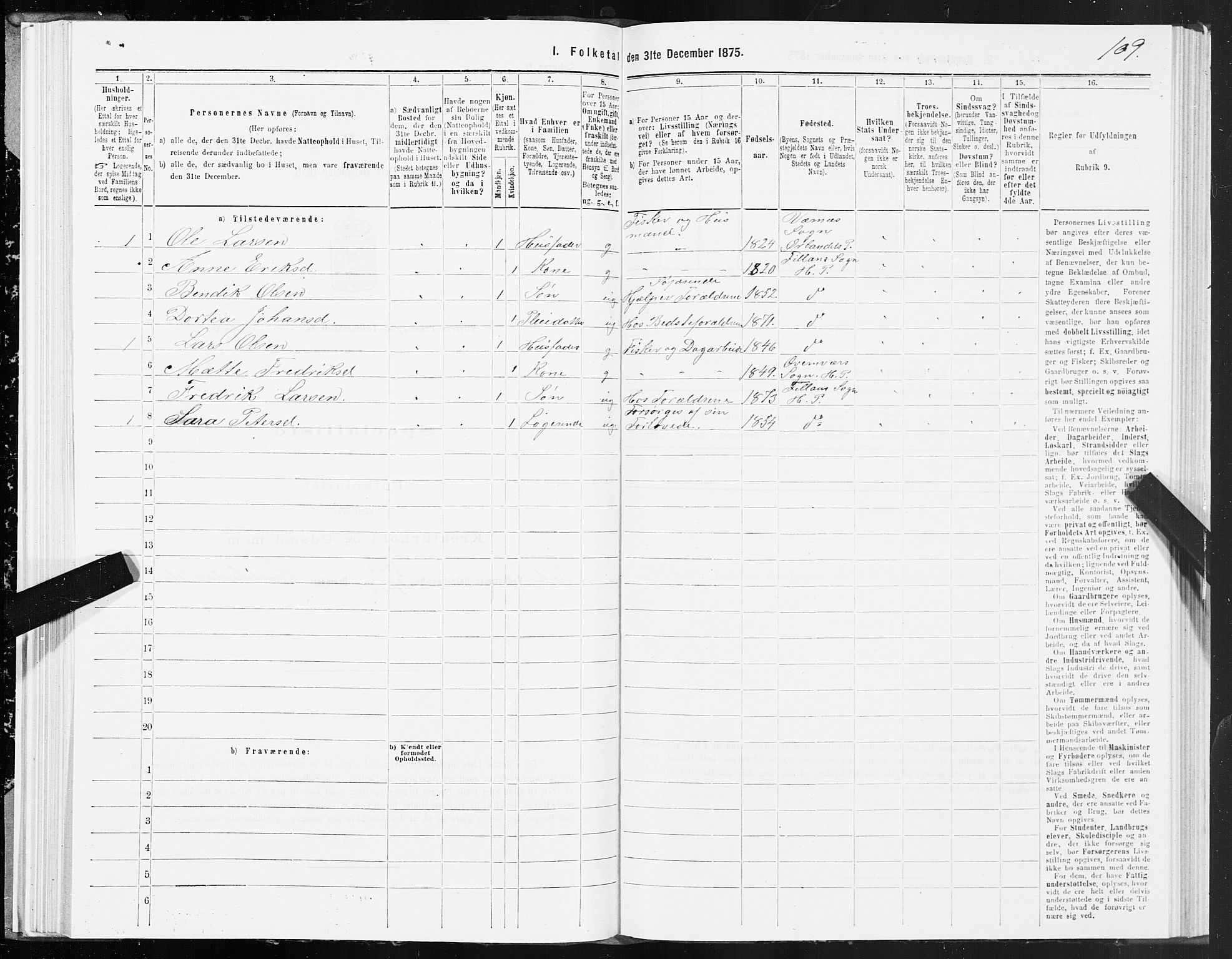 SAT, 1875 census for 1617P Hitra, 1875, p. 1109