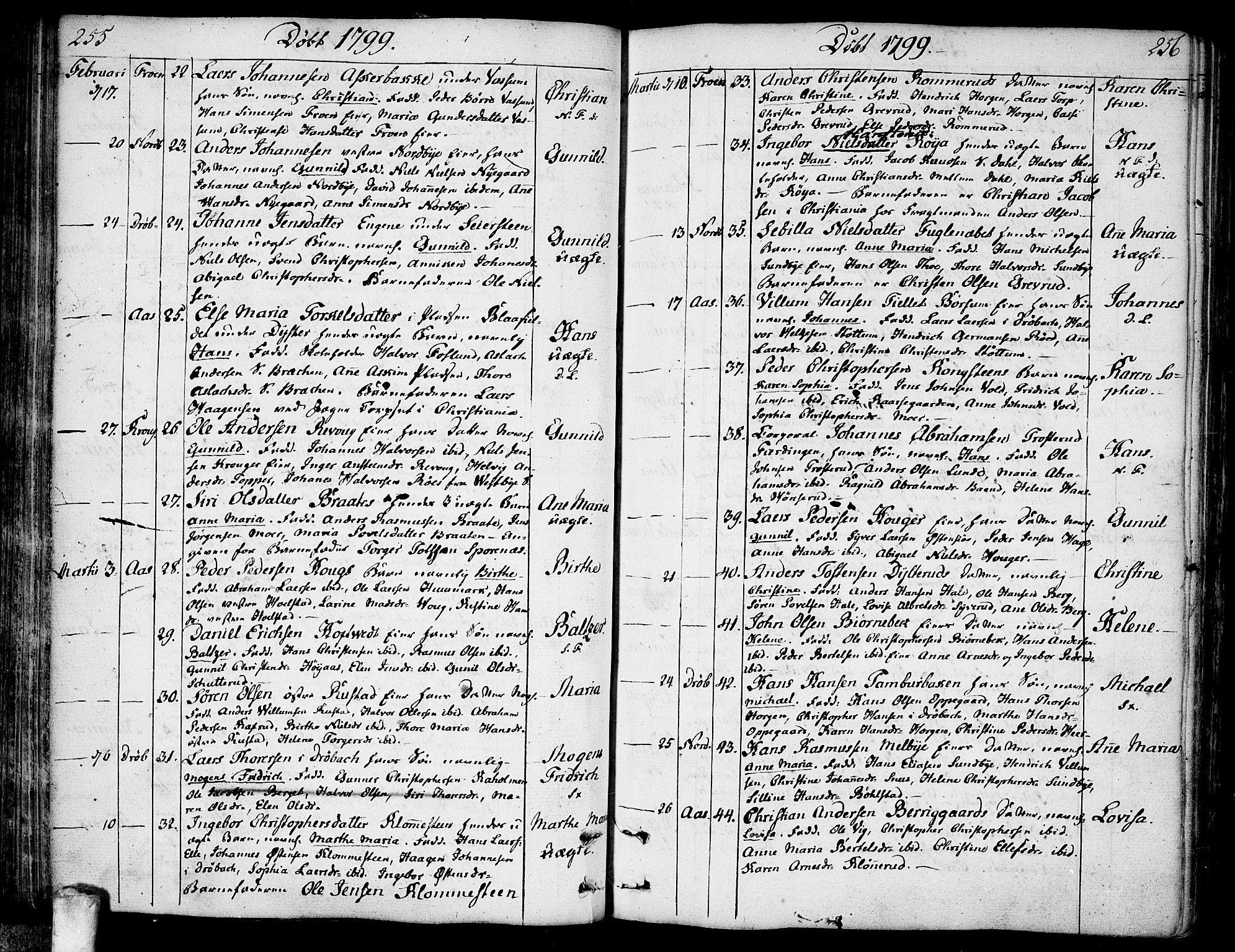 Ås prestekontor Kirkebøker, SAO/A-10894/F/Fa/L0002: Parish register (official) no. I 2, 1778-1813, p. 255-256