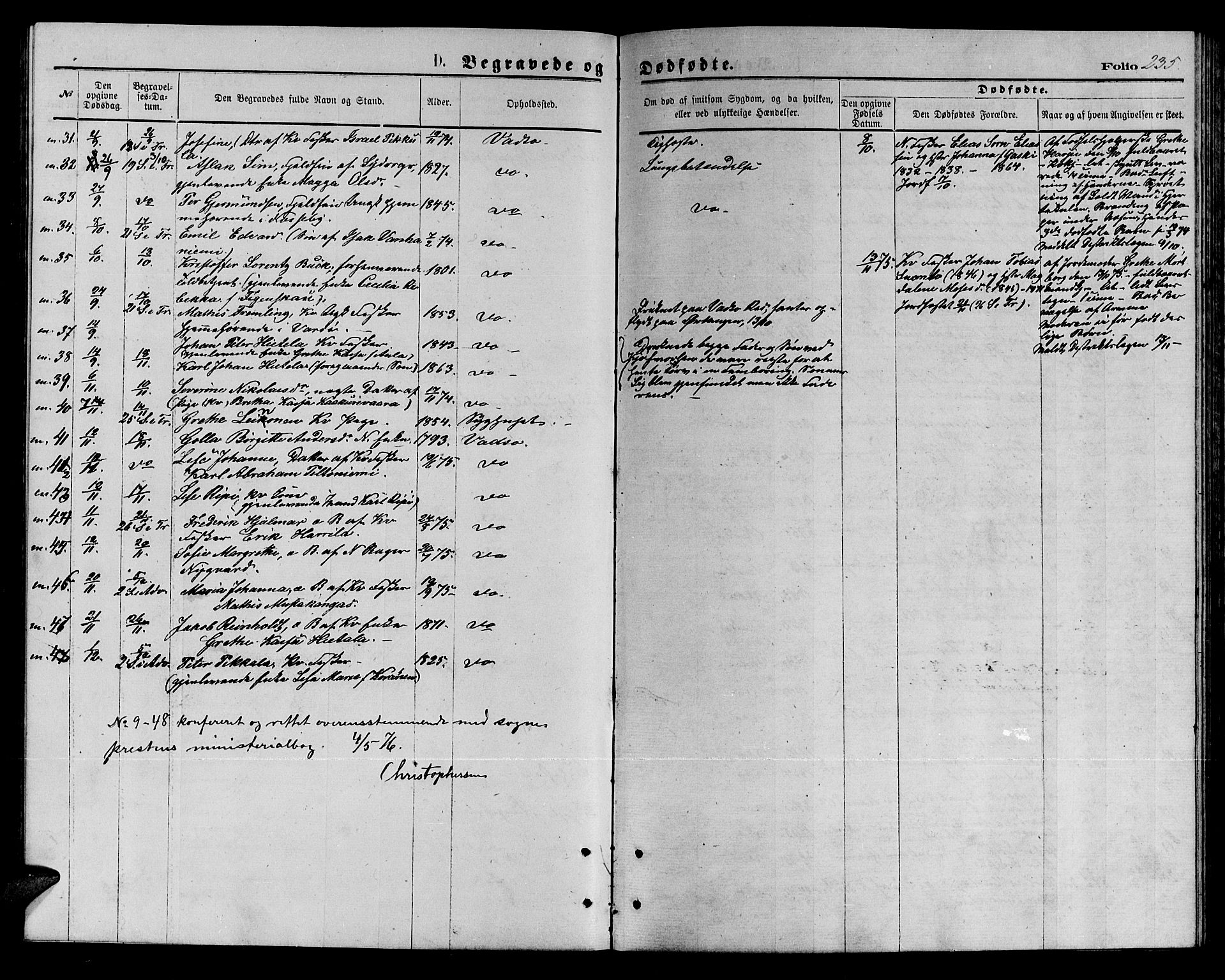 Vadsø sokneprestkontor, SATØ/S-1325/H/Hb/L0002klokker: Parish register (copy) no. 2, 1875-1884, p. 235