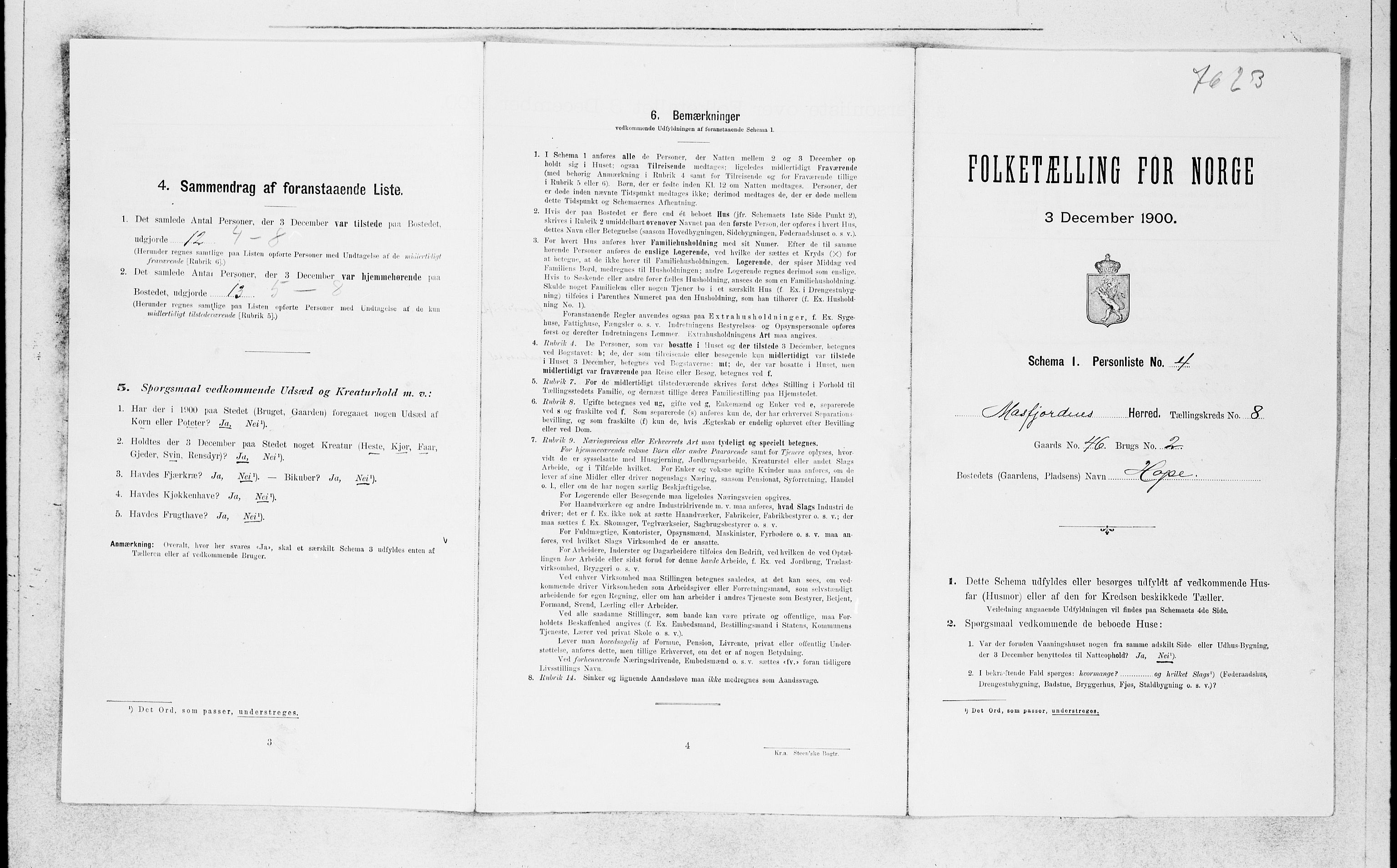 SAB, 1900 census for Masfjorden, 1900, p. 547