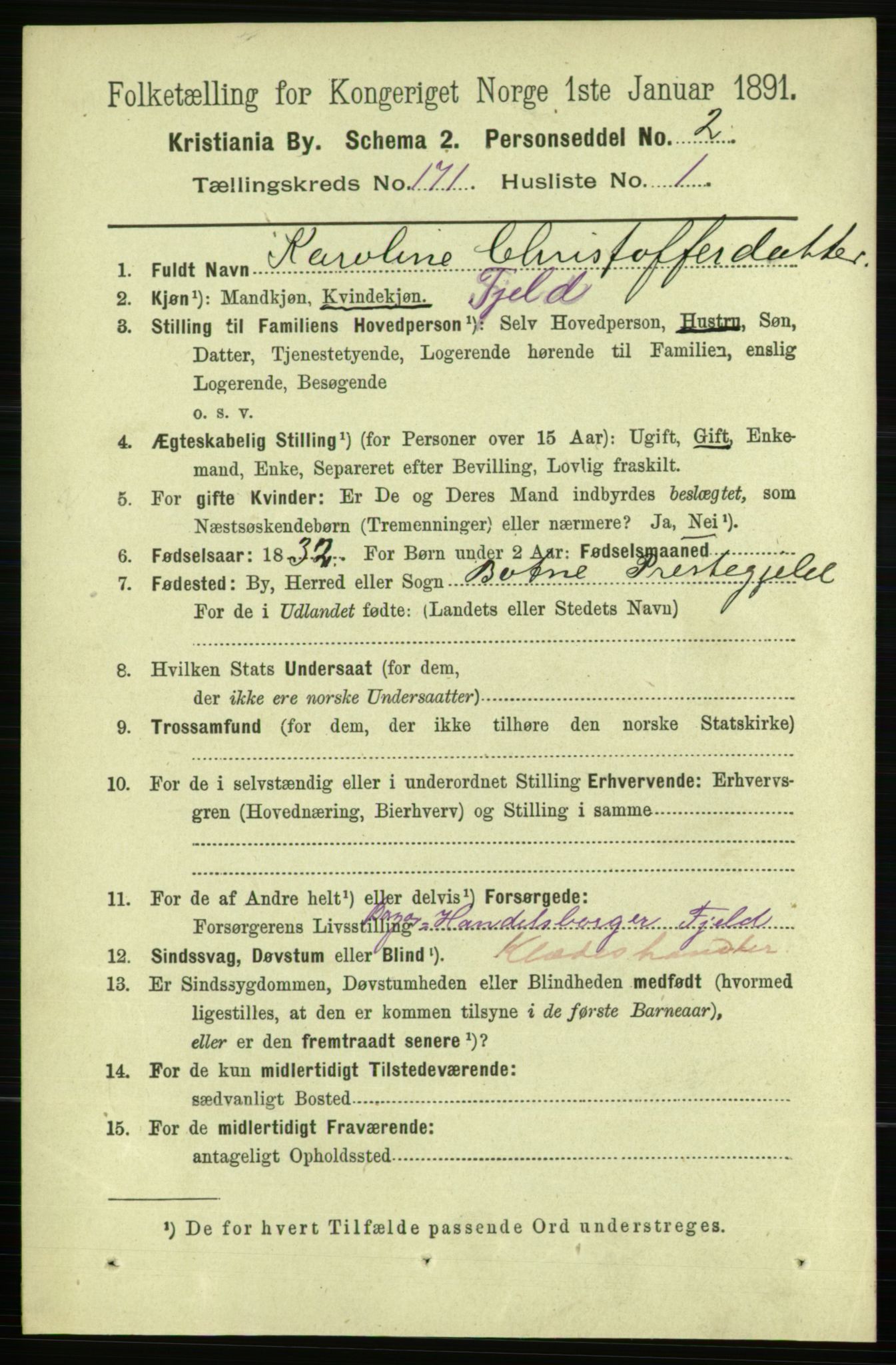 RA, 1891 census for 0301 Kristiania, 1891, p. 100647