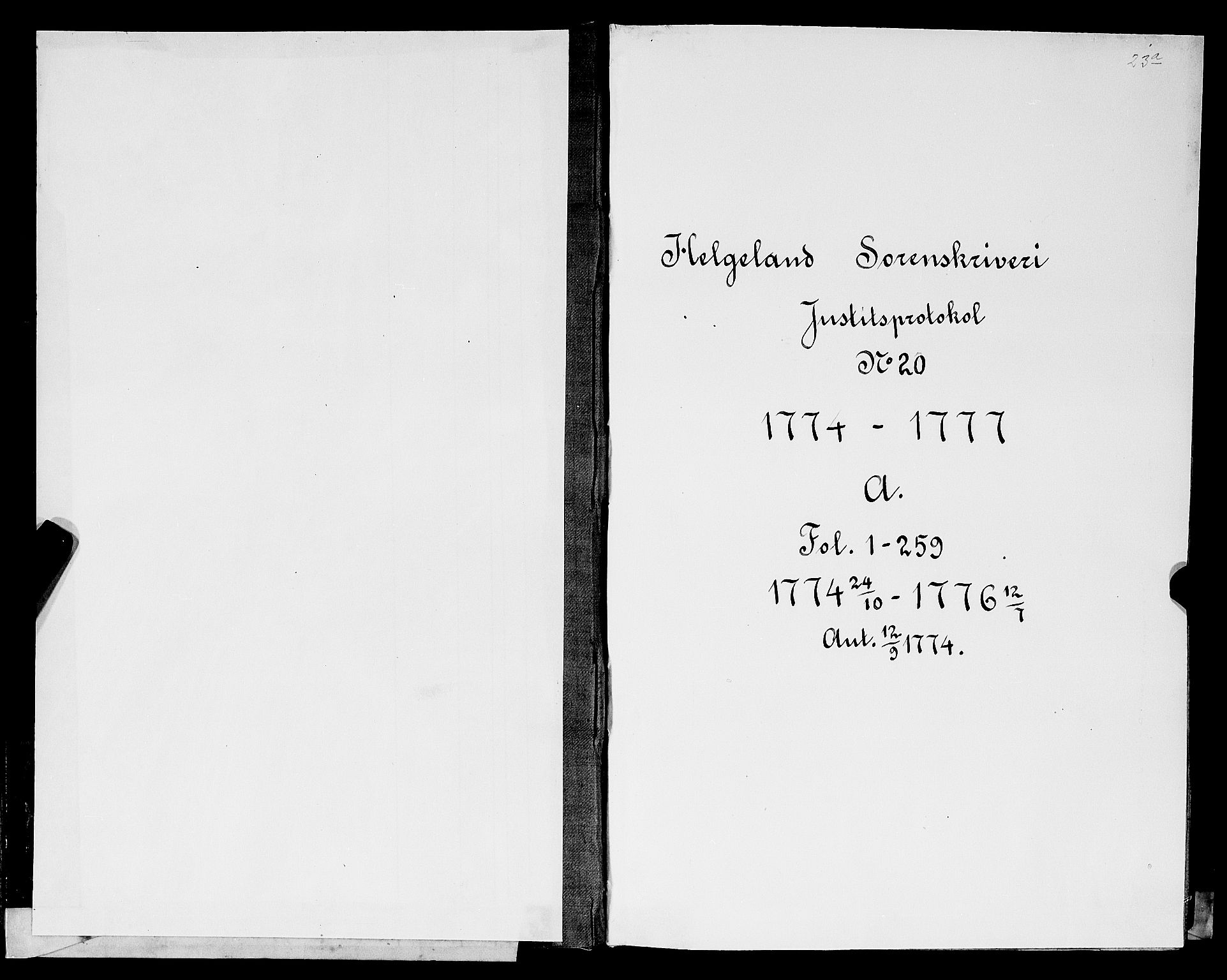 Helgeland sorenskriveri, SAT/A-0004/1/1A/L0025: Tingbok 20A, 1774-1776