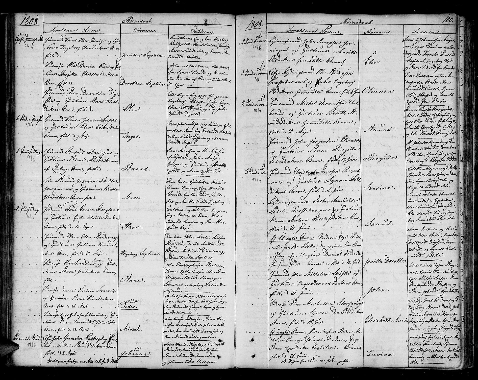 Ibestad sokneprestembete, AV/SATØ-S-0077/H/Ha/Haa/L0004kirke: Parish register (official) no. 4, 1801-1824, p. 100