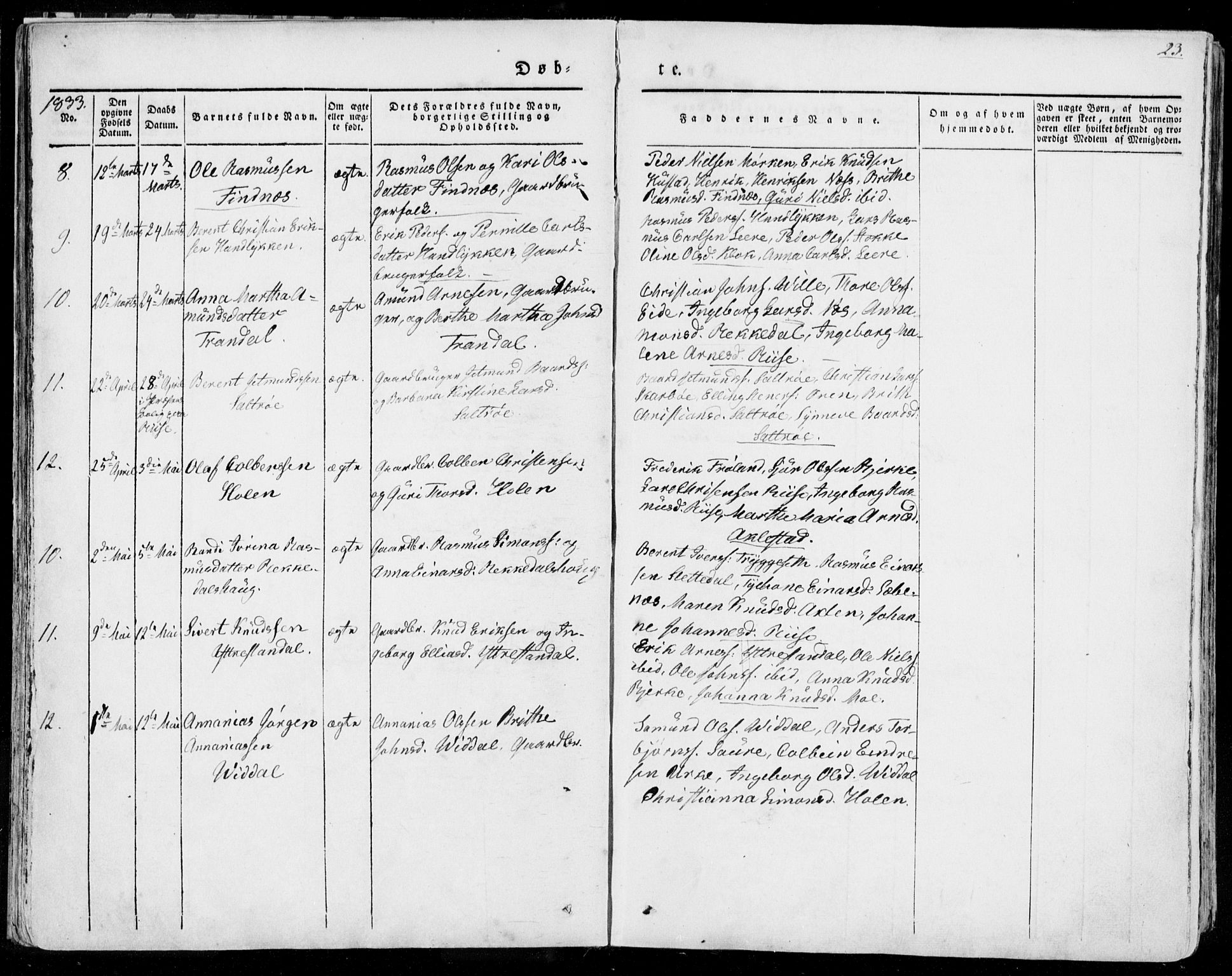 Ministerialprotokoller, klokkerbøker og fødselsregistre - Møre og Romsdal, AV/SAT-A-1454/515/L0208: Parish register (official) no. 515A04, 1830-1846, p. 23