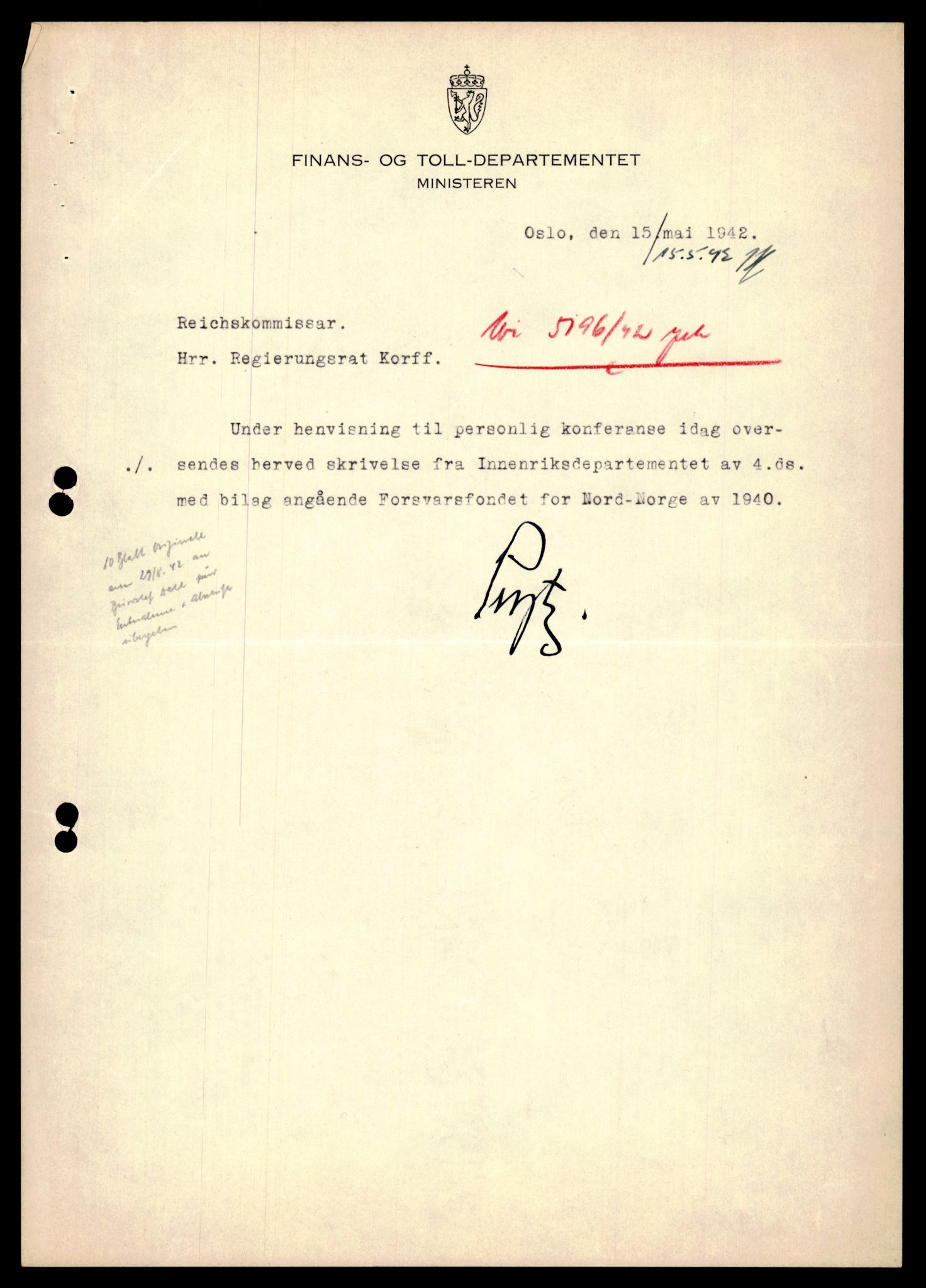 Forsvarets Overkommando. 2 kontor. Arkiv 11.4. Spredte tyske arkivsaker, AV/RA-RAFA-7031/D/Dar/Darb/L0003: Reichskommissariat - Hauptabteilung Vervaltung, 1940-1945, p. 1422