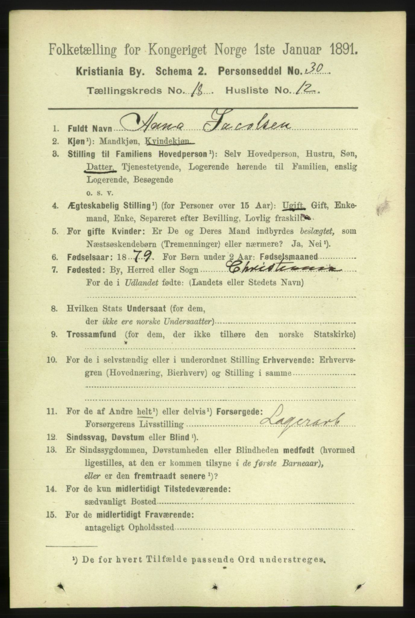 RA, 1891 census for 0301 Kristiania, 1891, p. 9207