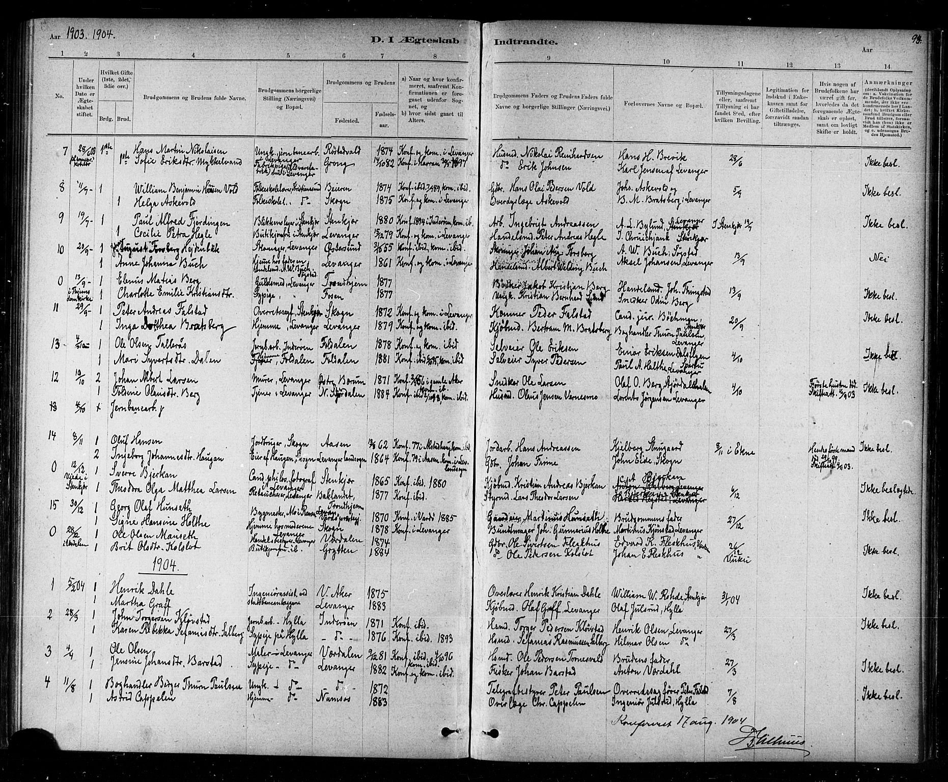 Ministerialprotokoller, klokkerbøker og fødselsregistre - Nord-Trøndelag, SAT/A-1458/720/L0192: Parish register (copy) no. 720C01, 1880-1917, p. 94