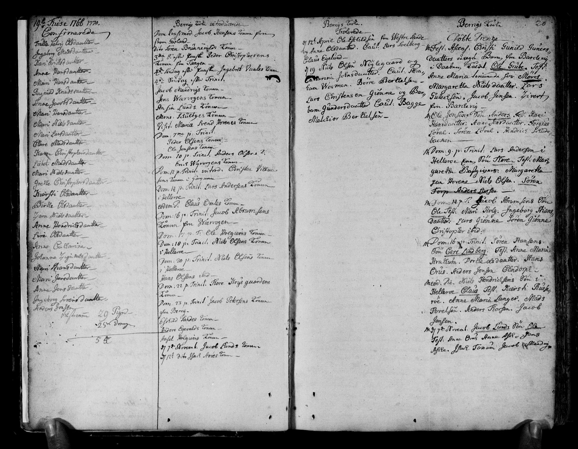 Brunlanes kirkebøker, AV/SAKO-A-342/F/Fa/L0001: Parish register (official) no. I 1, 1766-1801, p. 19-20