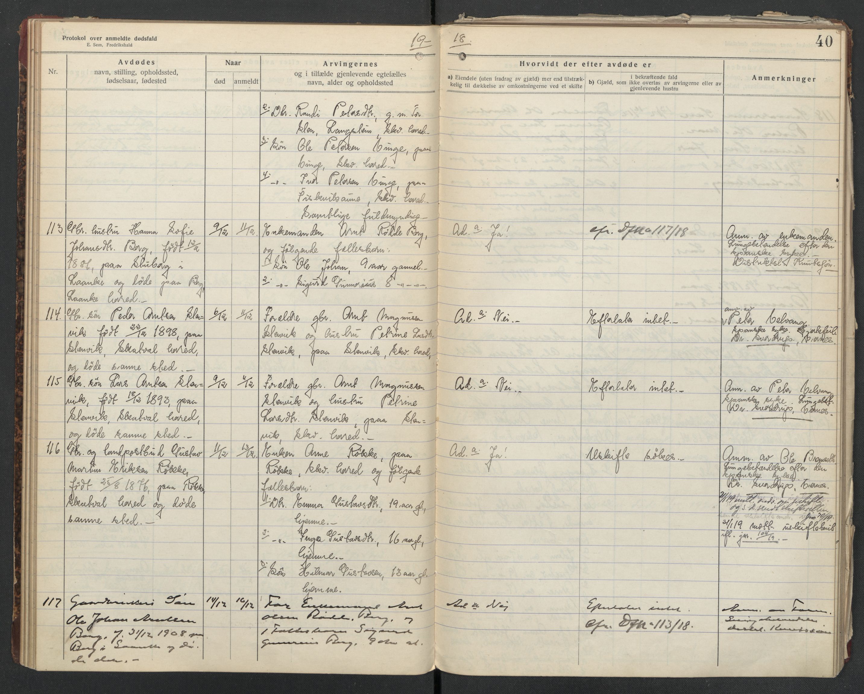 Nedre Stjørdal lensmannskontor, AV/SAT-A-1044/02/L0004: 2.01.04 Dødsfallsprotokoller, 1917-1921, p. 40