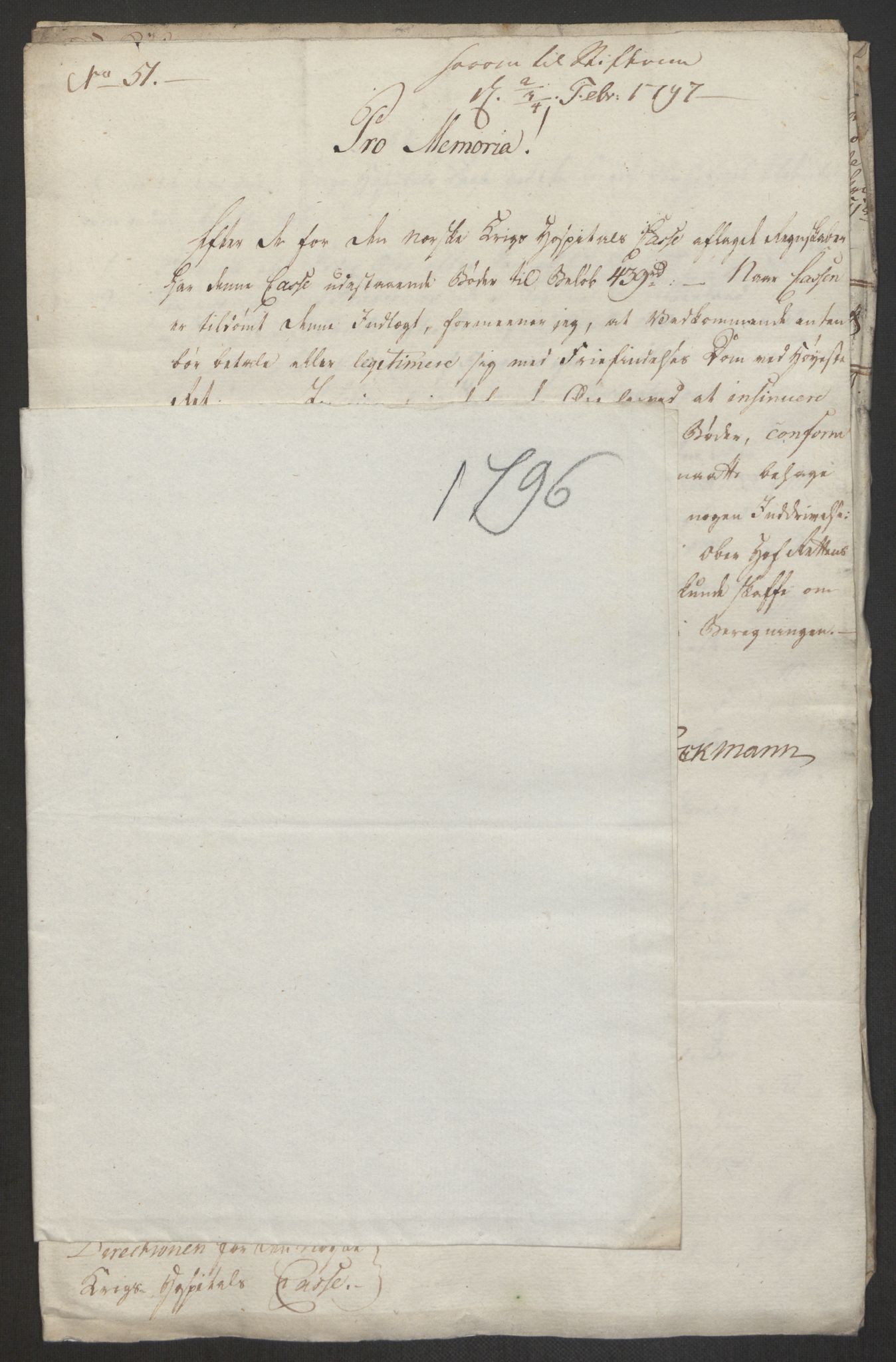 Forsvaret, Den norske kvesthuskasse/krigshospitalkasse, AV/RA-RAFA-1887/F/Fa/L0017: Innkomne brev:, 1782-1807, p. 174