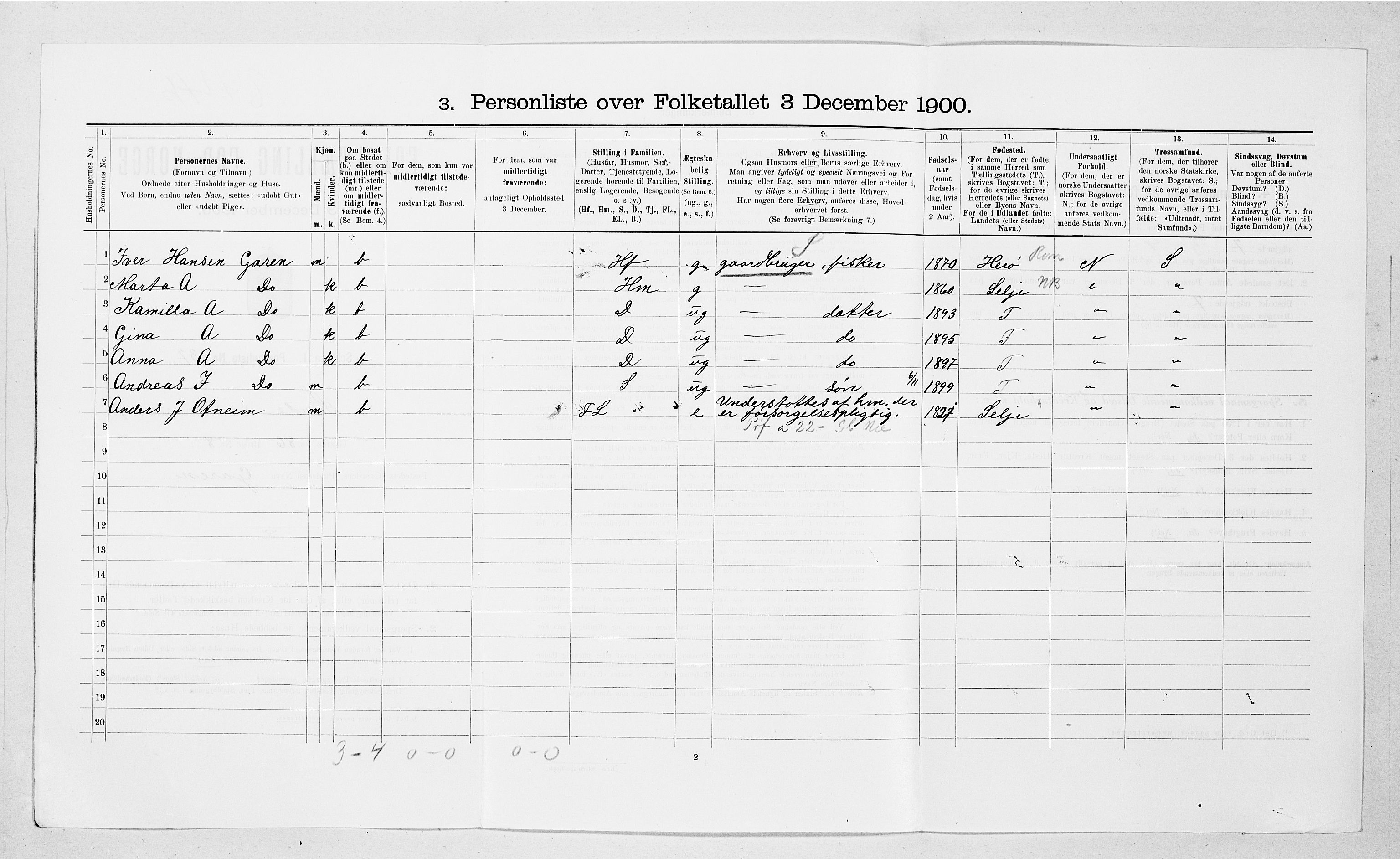 SAT, 1900 census for Sande, 1900, p. 816