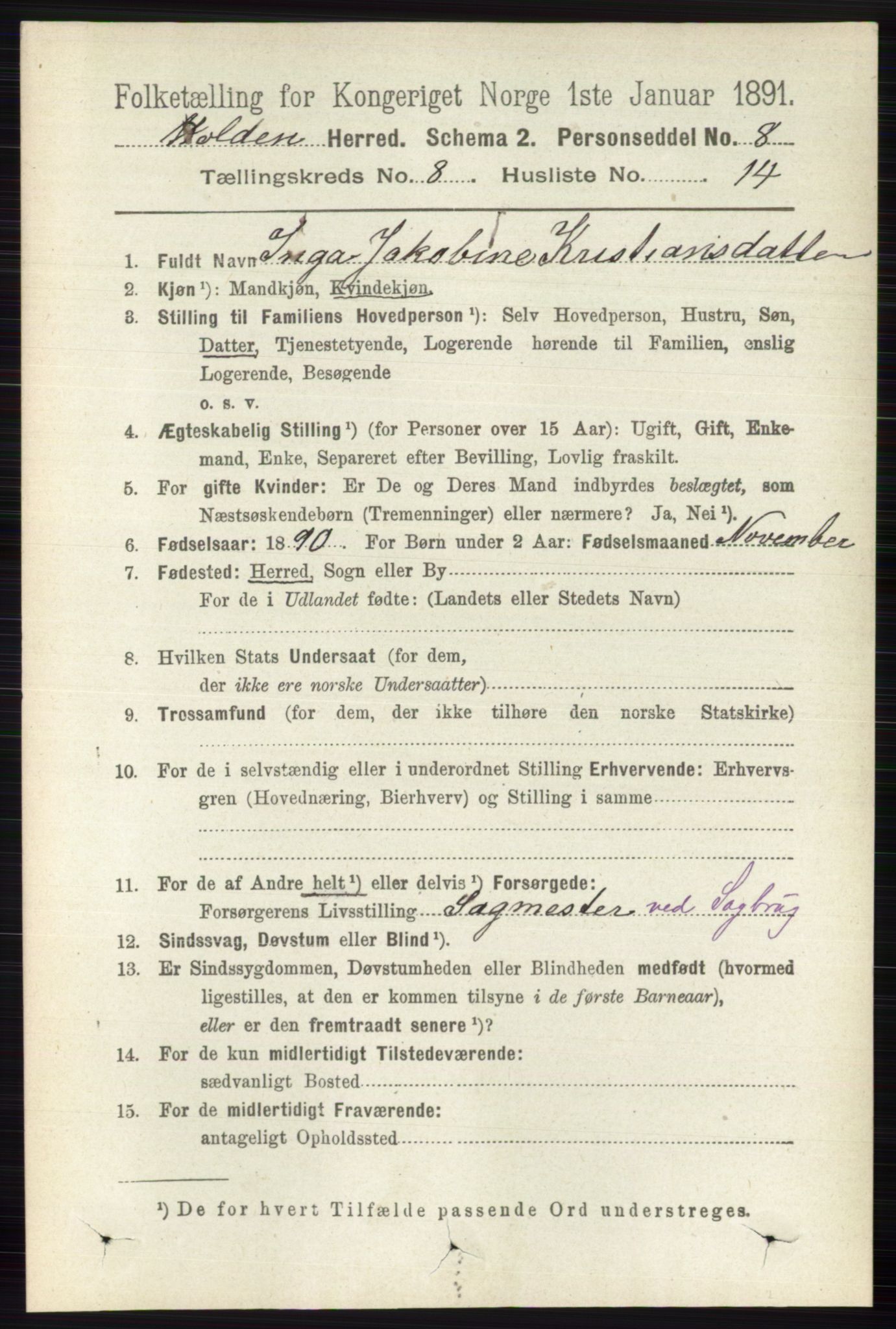 RA, 1891 census for 0819 Holla, 1891, p. 3768