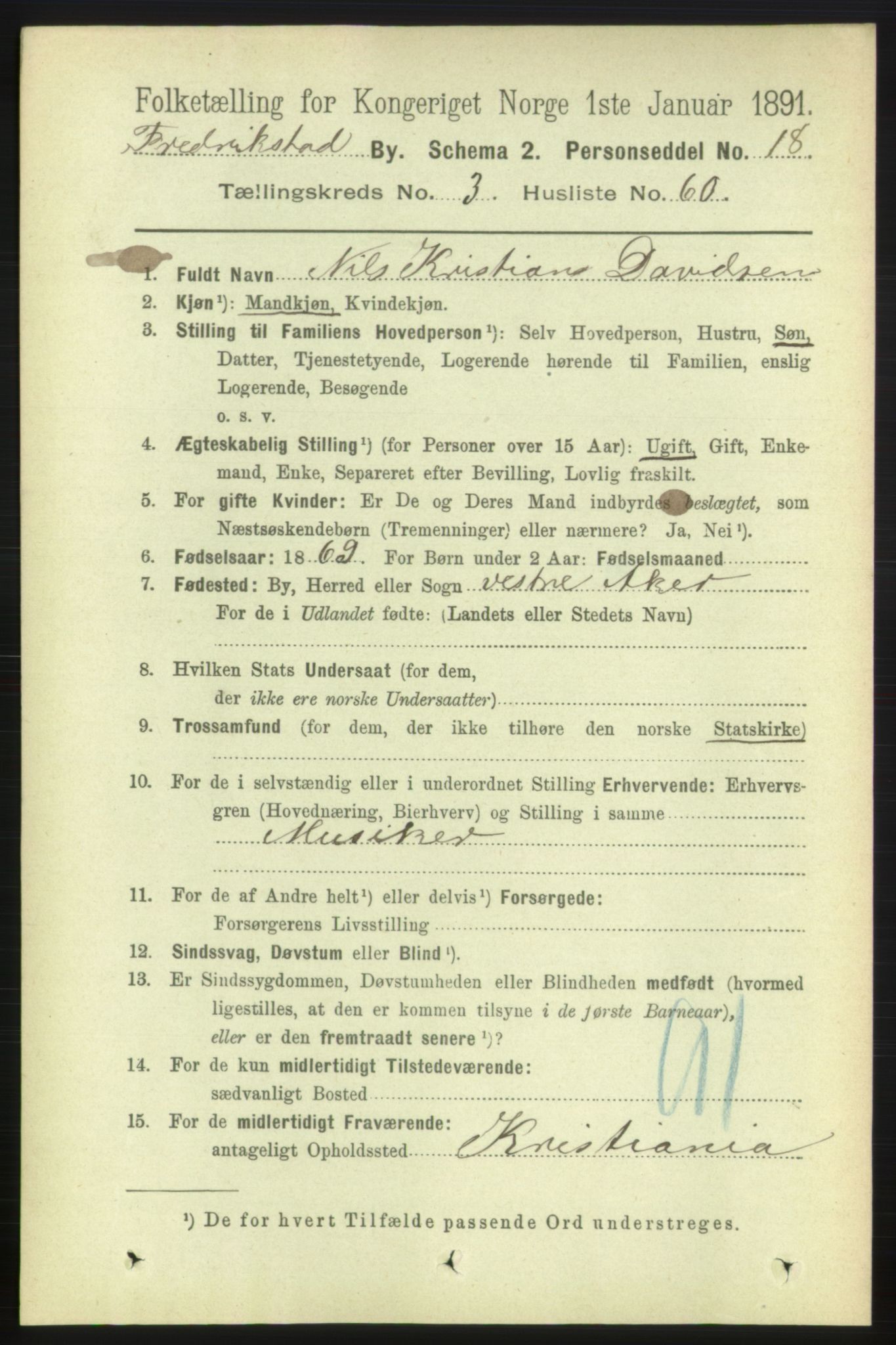 RA, 1891 census for 0103 Fredrikstad, 1891, p. 5814