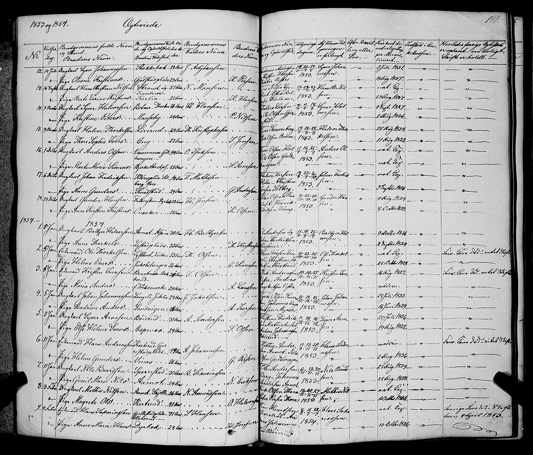 Skiptvet prestekontor Kirkebøker, AV/SAO-A-20009/F/Fa/L0006: Parish register (official) no. 6, 1839-1860, p. 198