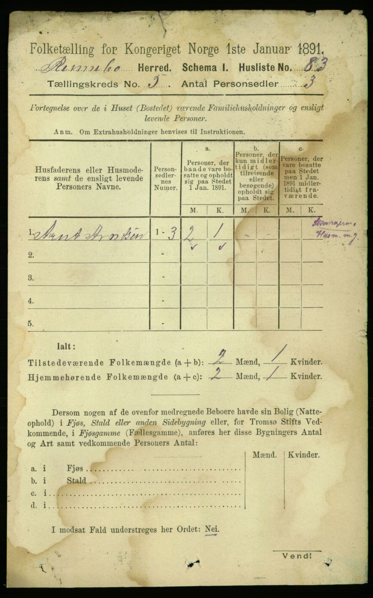 RA, 1891 census for 1635 Rennebu, 1891, p. 2644