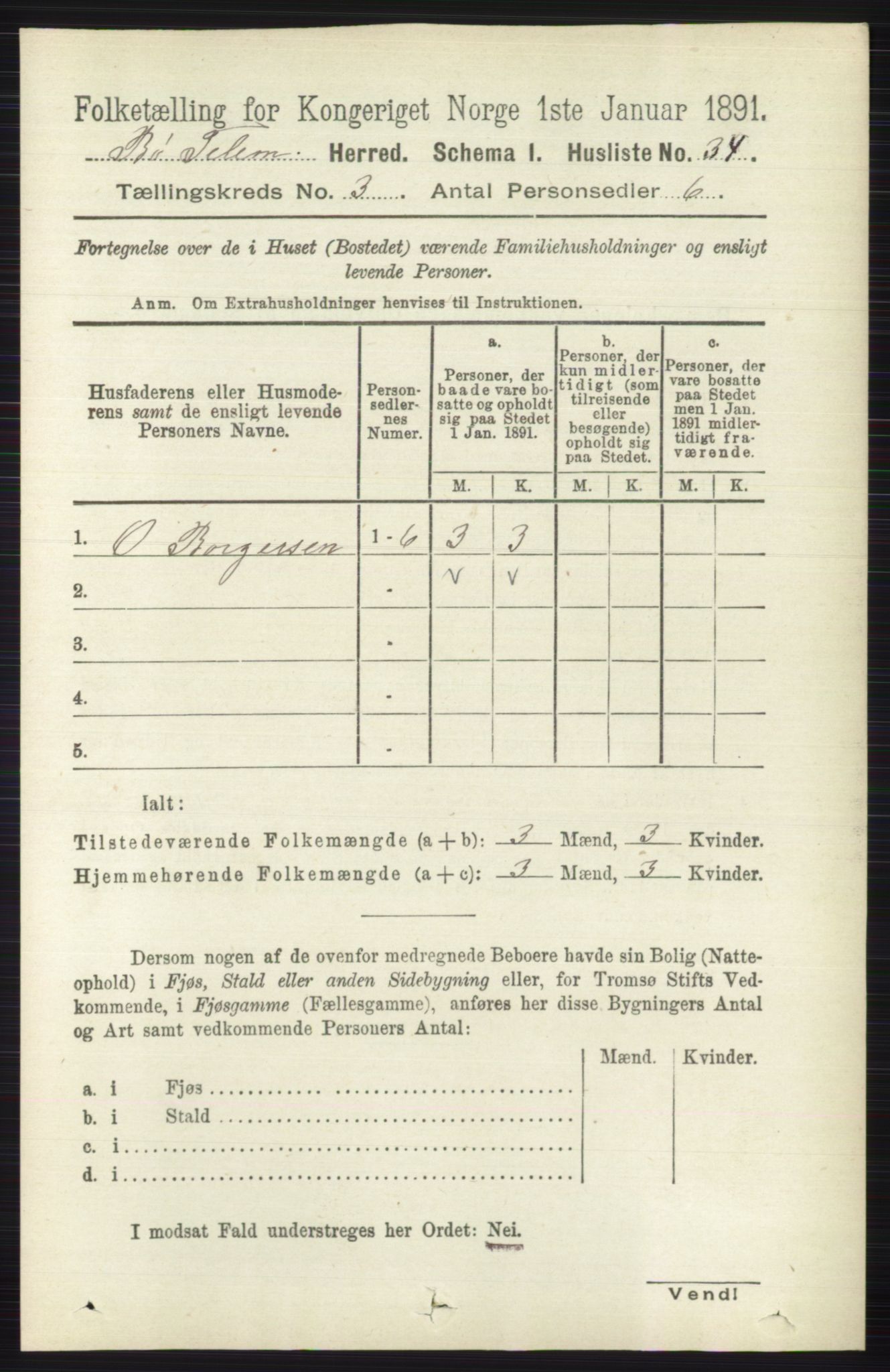 RA, 1891 census for 0821 Bø, 1891, p. 1013