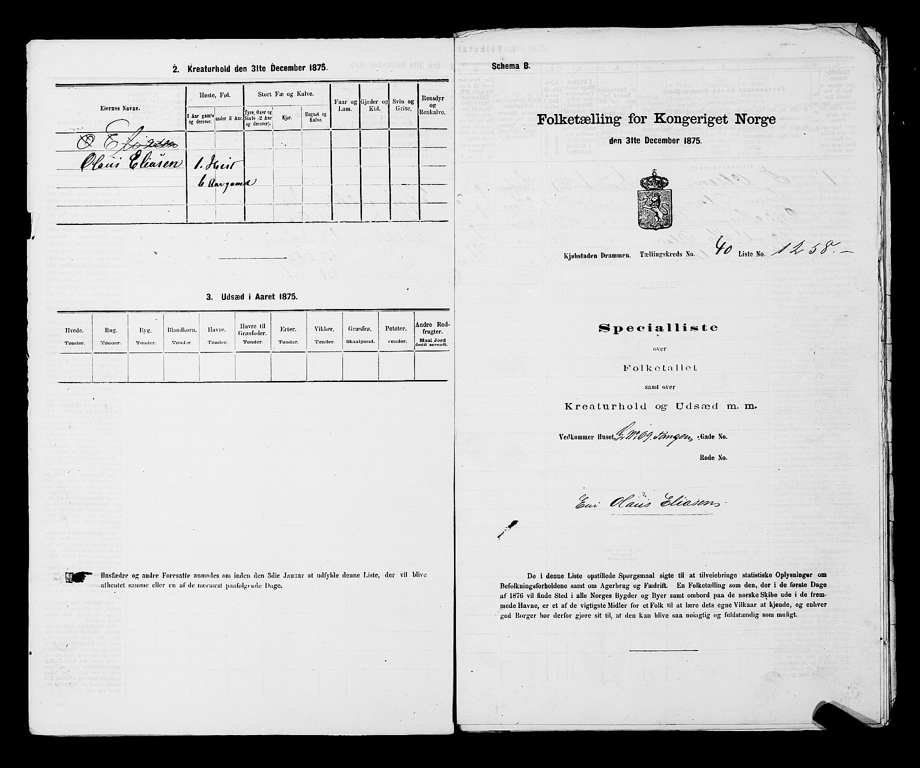 SAKO, 1875 census for 0602 Drammen, 1875, p. 3448