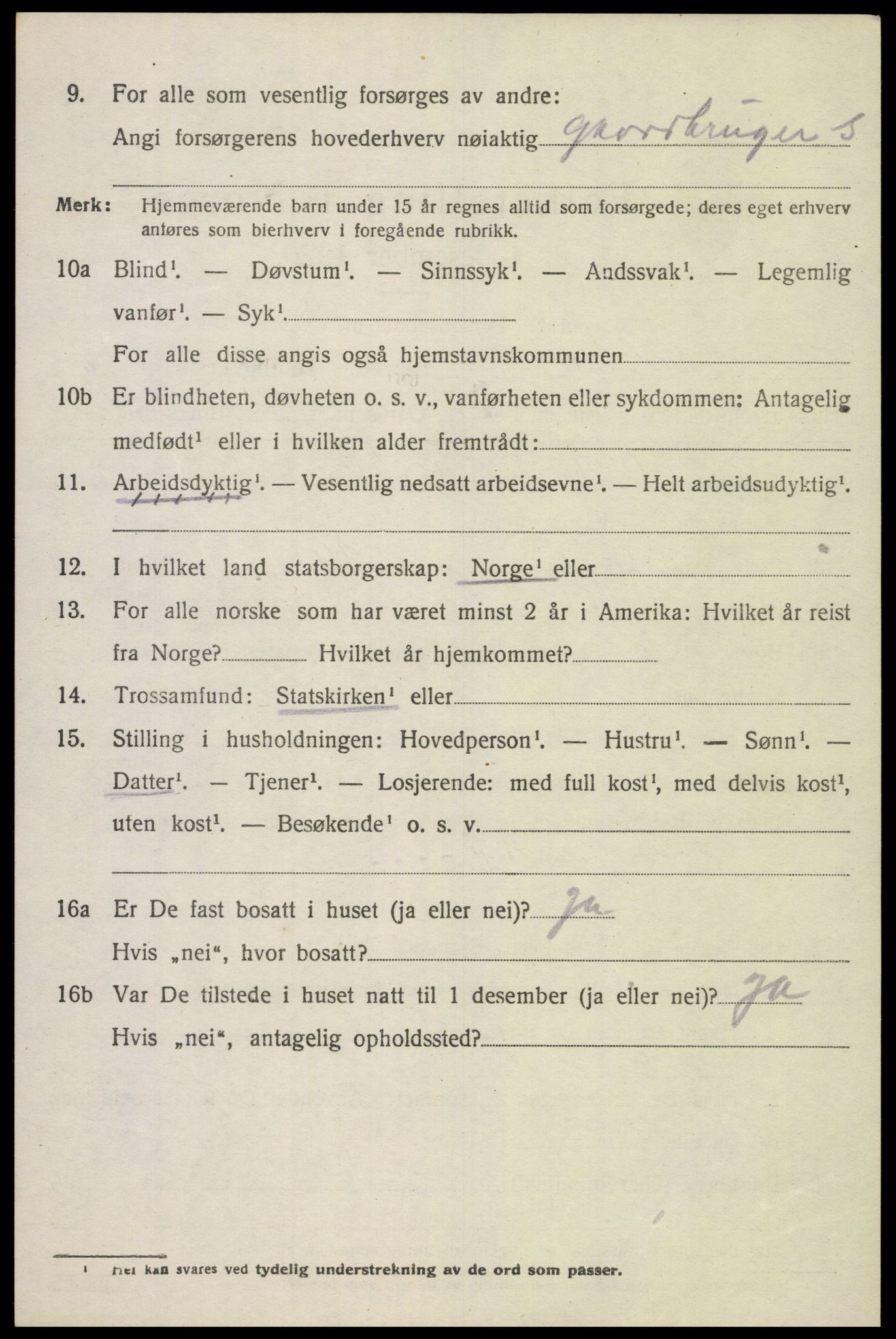 SAK, 1920 census for Lista, 1920, p. 12950