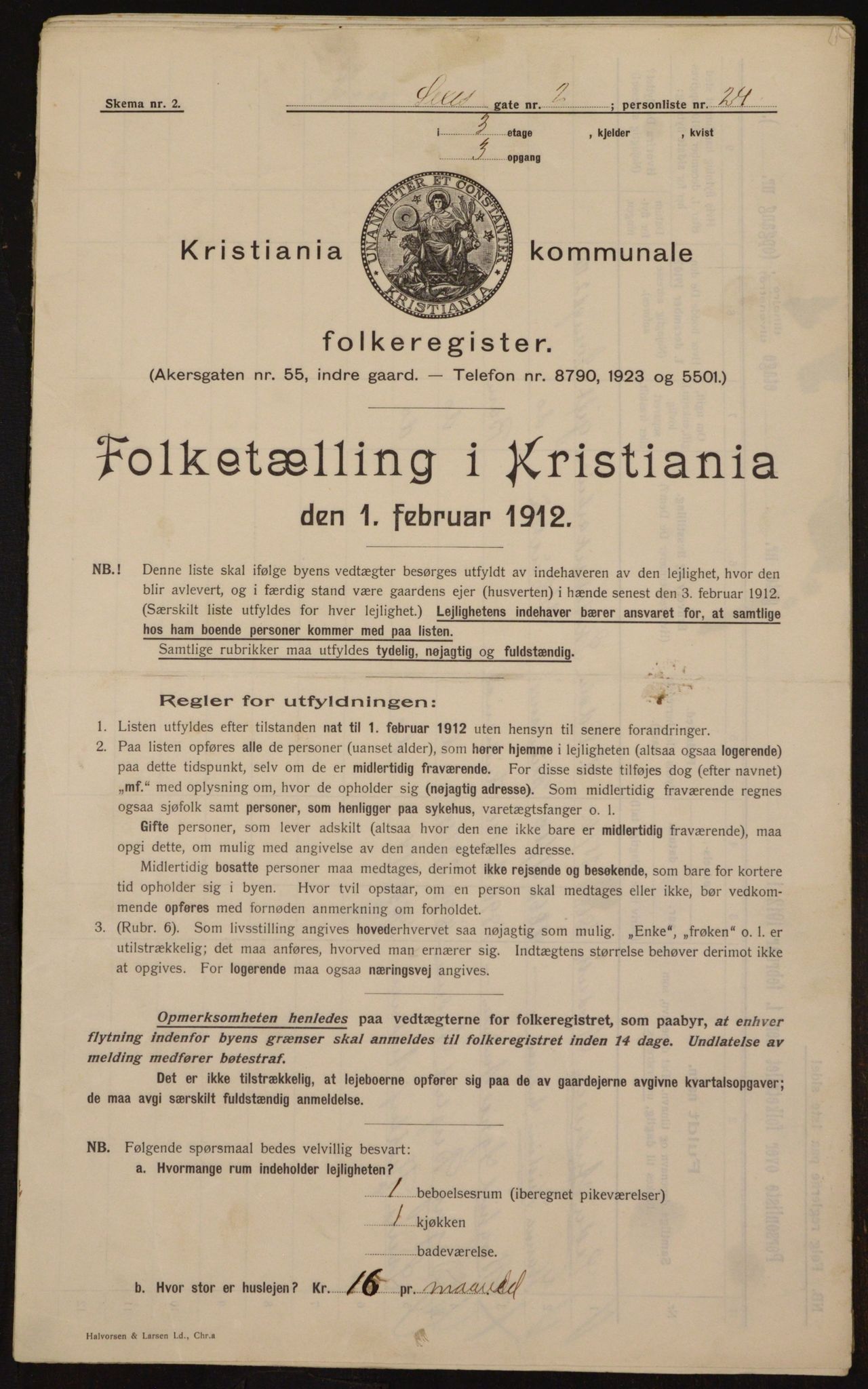 OBA, Municipal Census 1912 for Kristiania, 1912, p. 94843