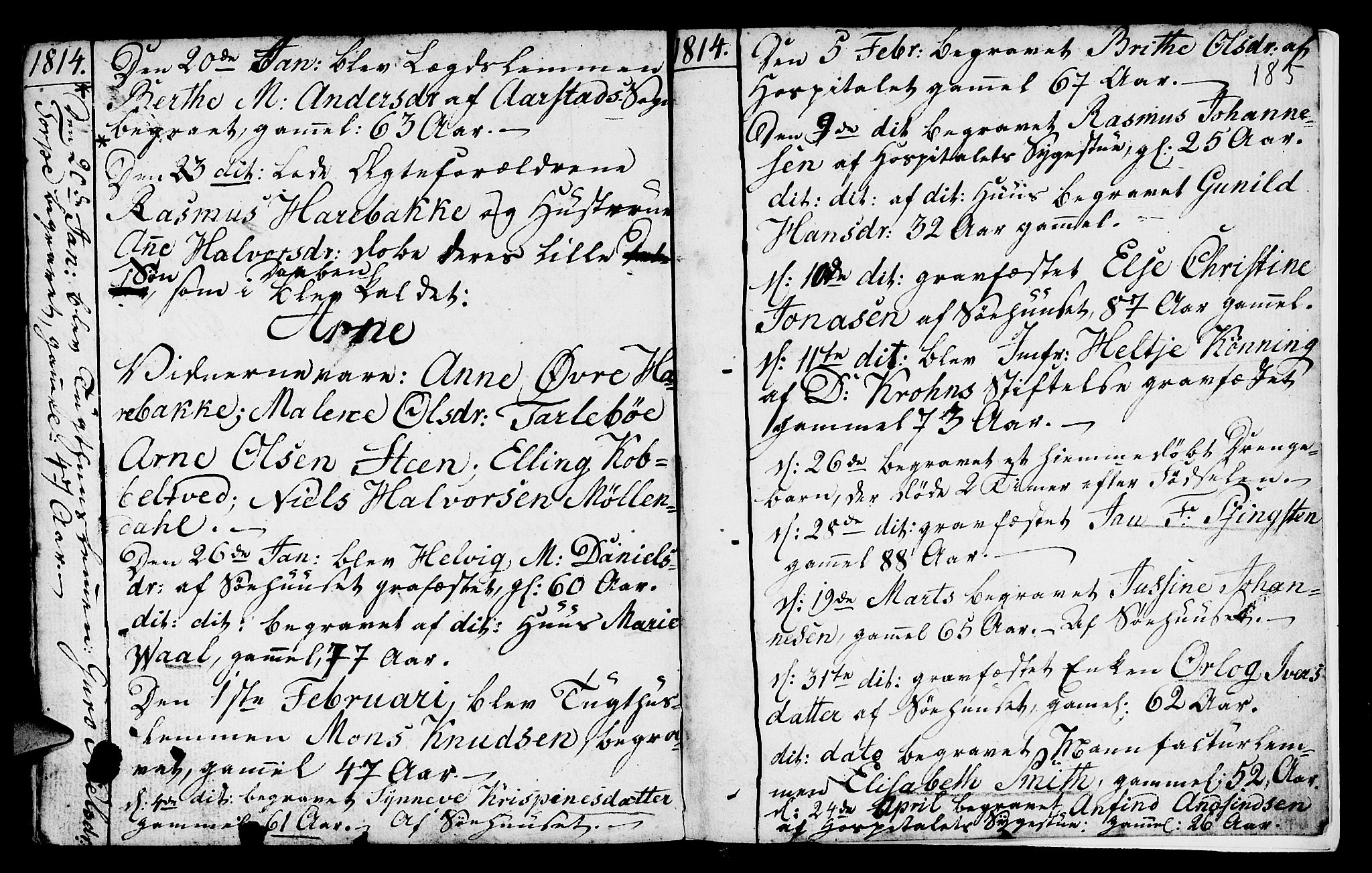 St. Jørgens hospital og Årstad sokneprestembete, SAB/A-99934: Parish register (official) no. A 2, 1766-1814, p. 185