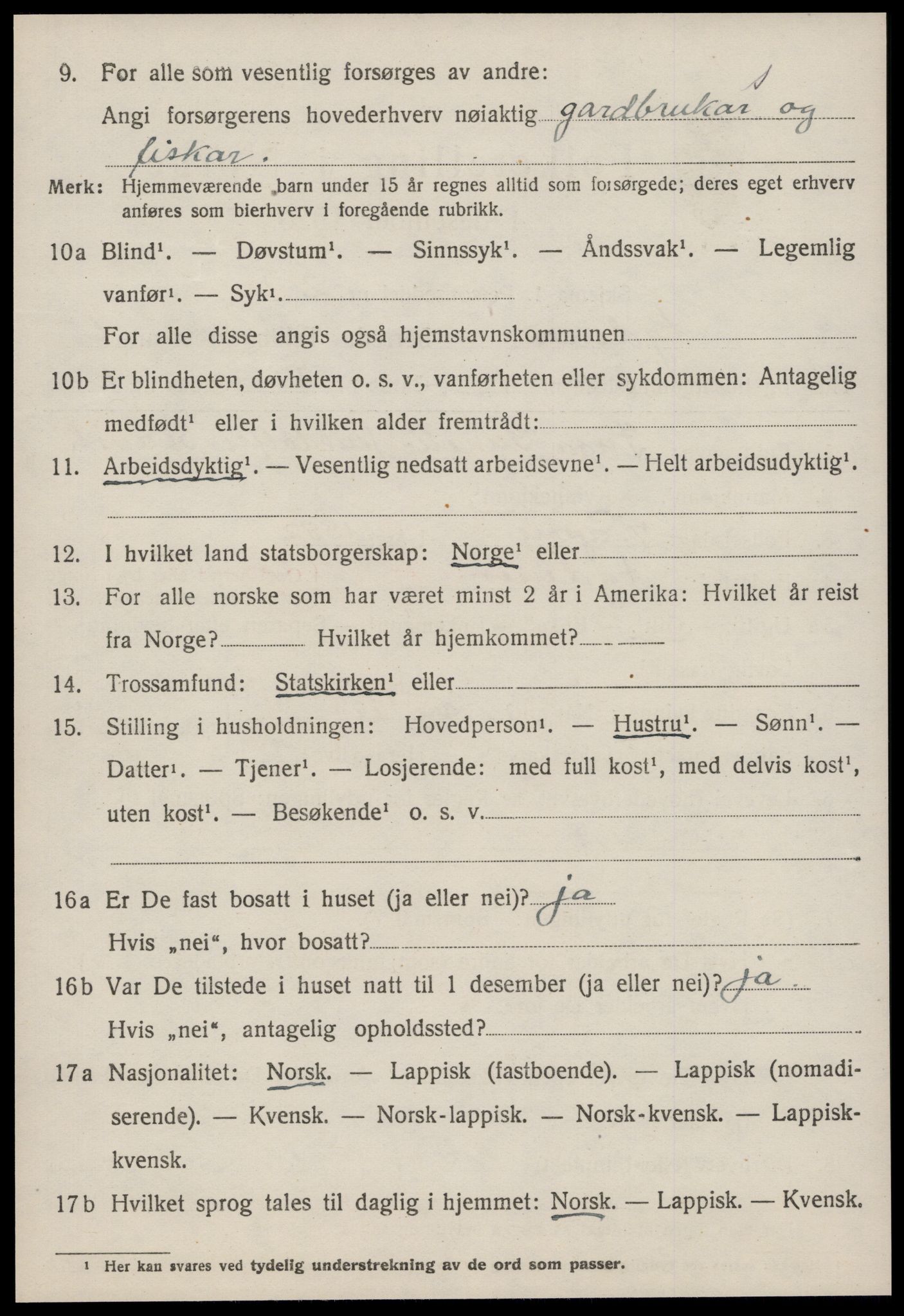 SAT, 1920 census for Agdenes, 1920, p. 2470