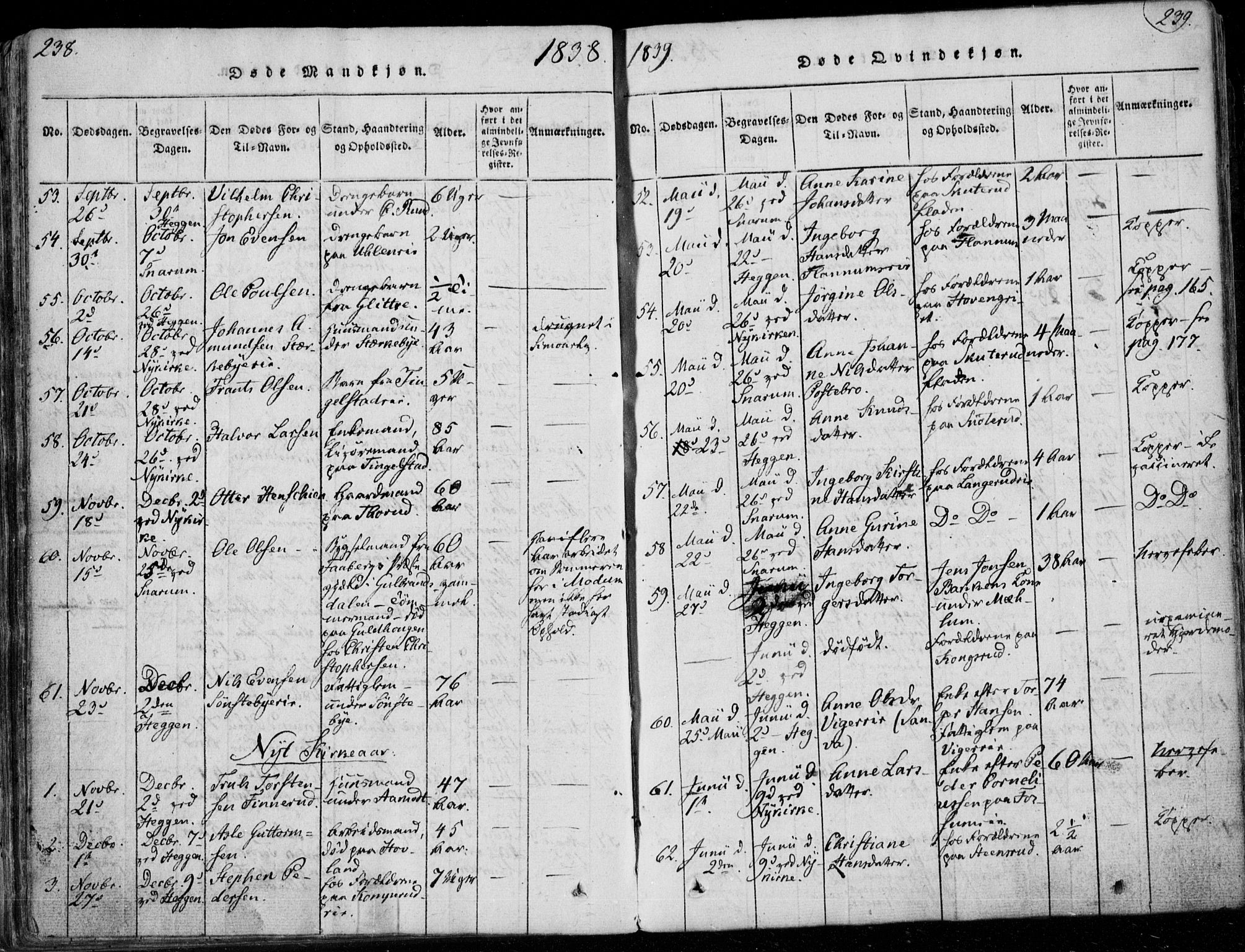 Modum kirkebøker, AV/SAKO-A-234/F/Fa/L0006: Parish register (official) no. 6, 1832-1841, p. 238-239