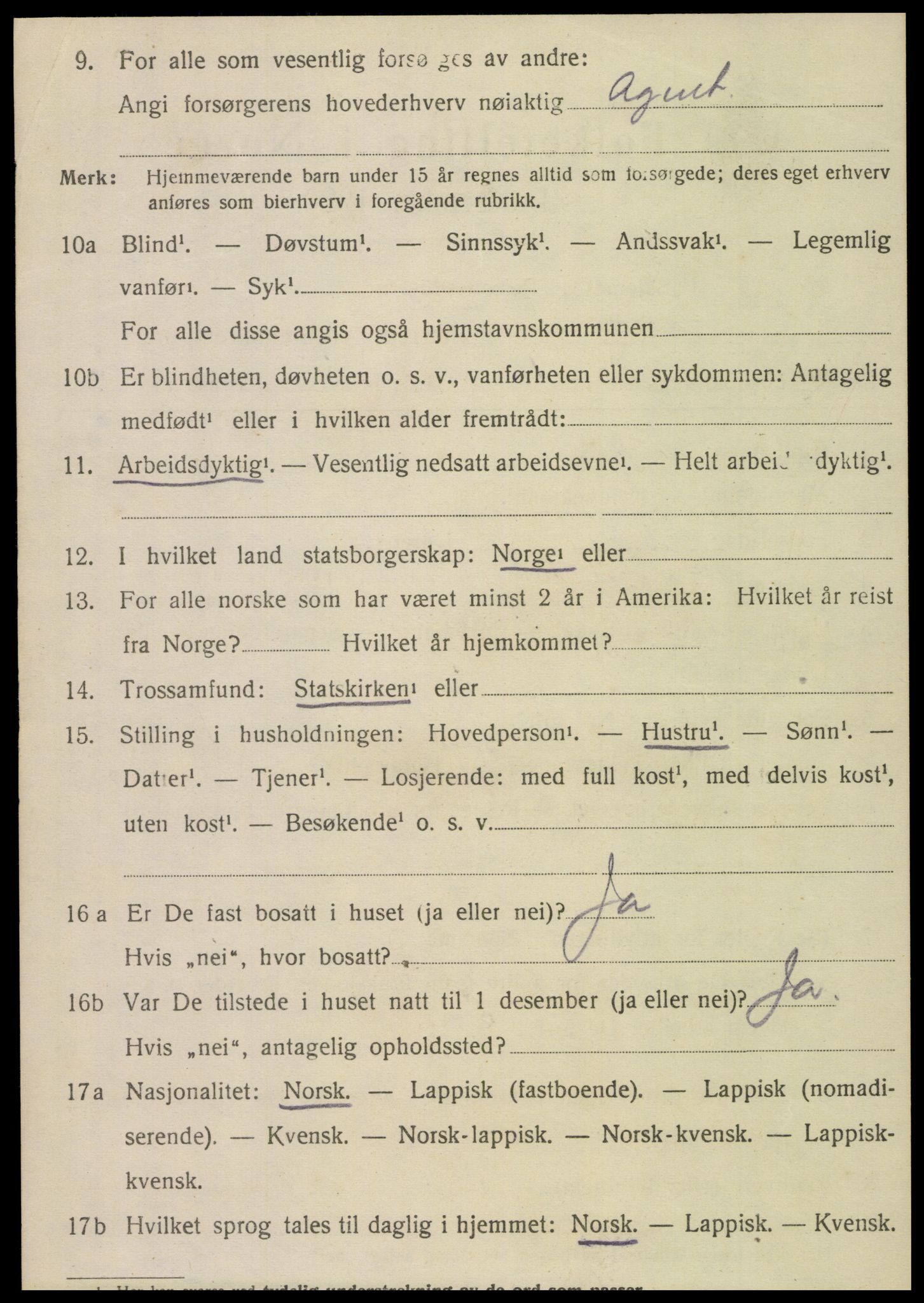 SAT, 1920 census for Stamnes, 1920, p. 573