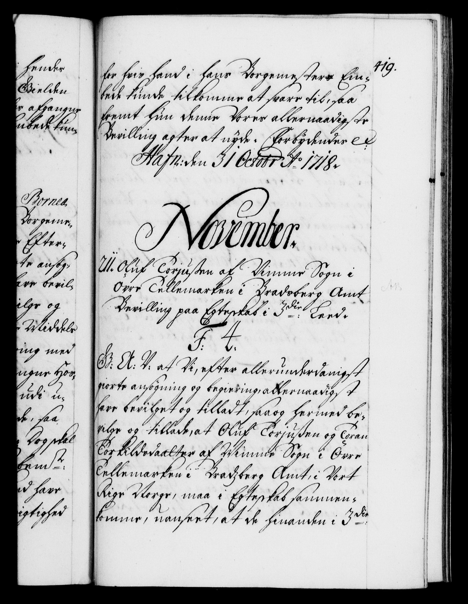 Danske Kanselli 1572-1799, AV/RA-EA-3023/F/Fc/Fca/Fcaa/L0022: Norske registre, 1716-1719, p. 419a