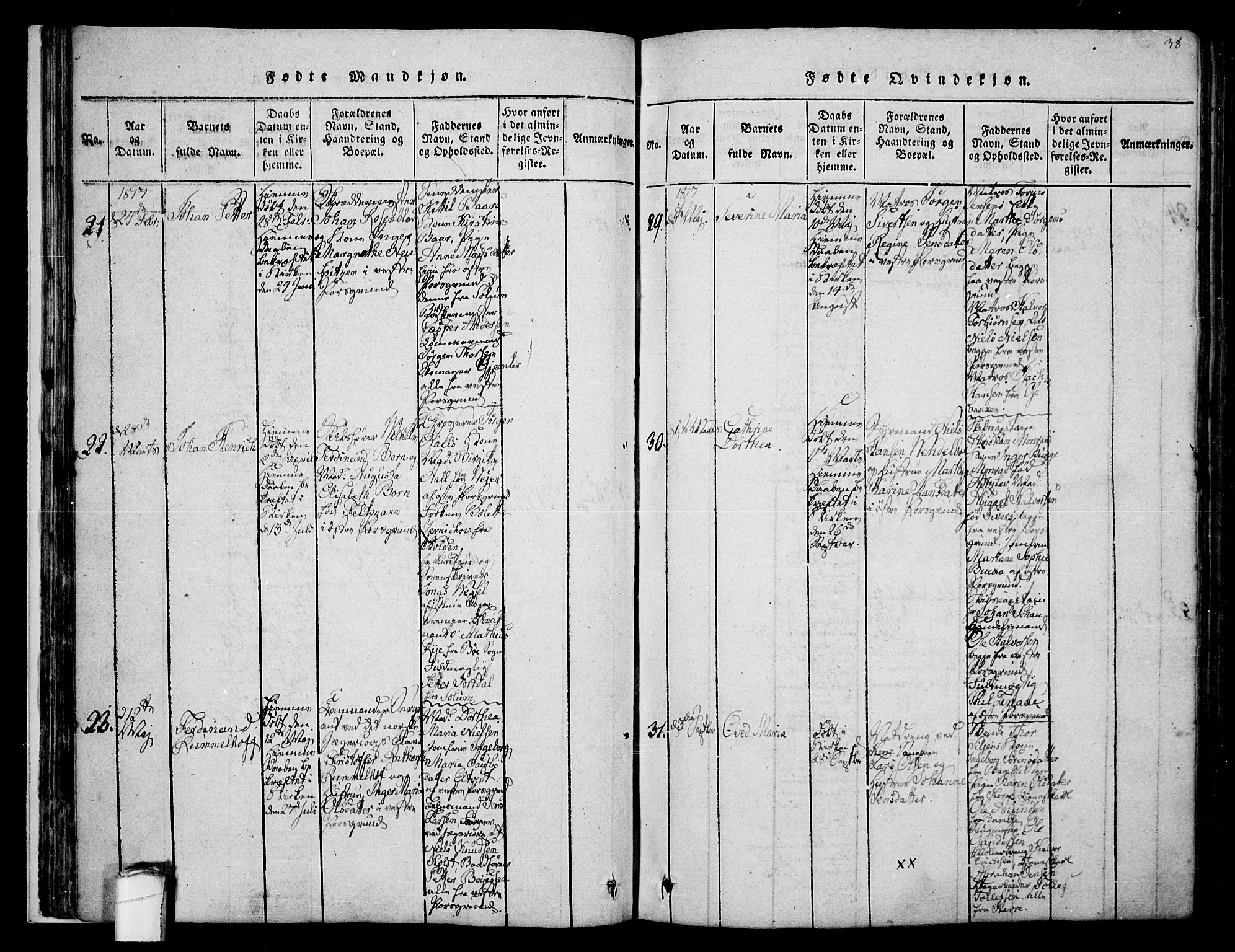 Porsgrunn kirkebøker , SAKO/A-104/F/Fa/L0004: Parish register (official) no. 4, 1814-1828, p. 38
